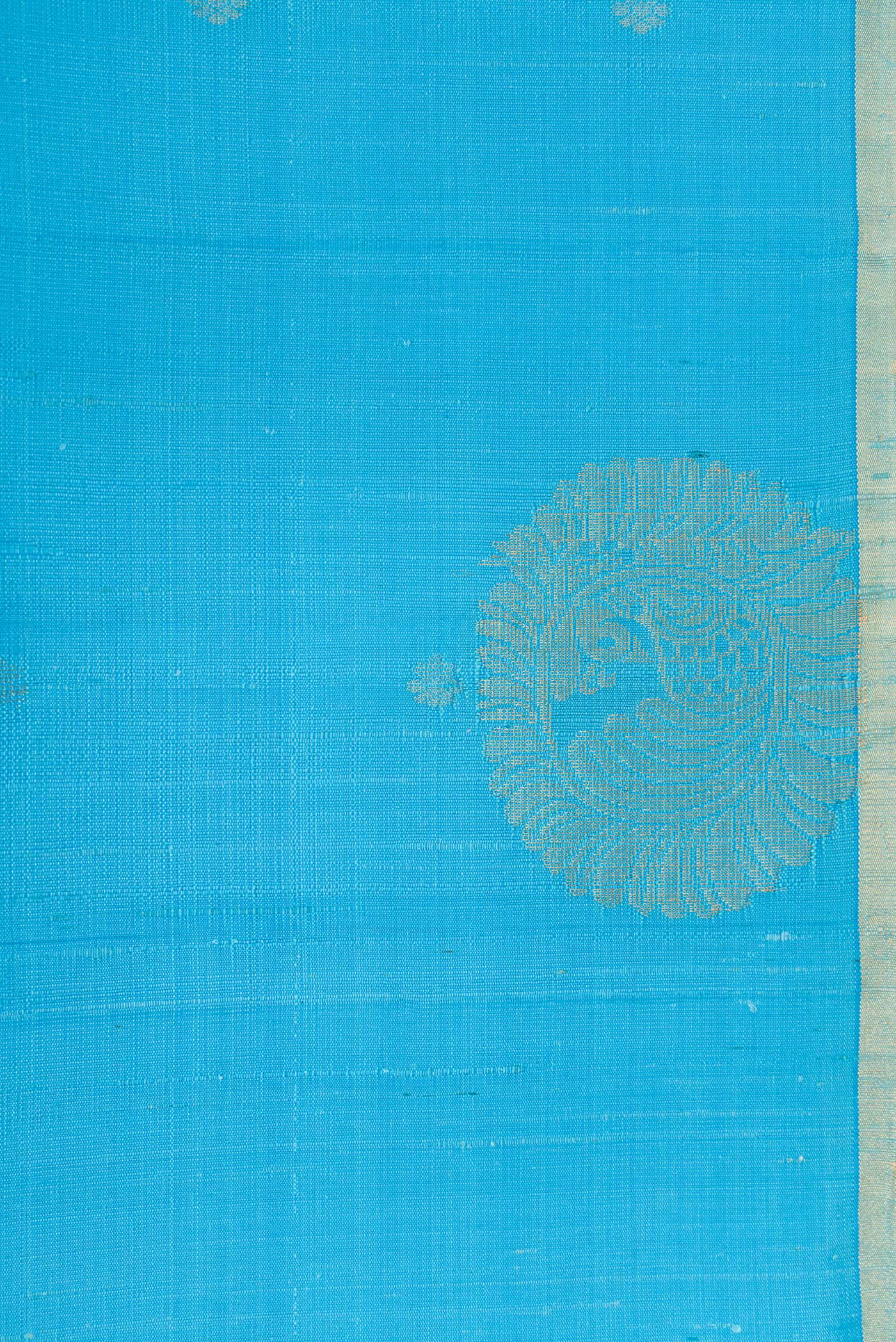 Sky Blue Raw Silk Saree - Image 3