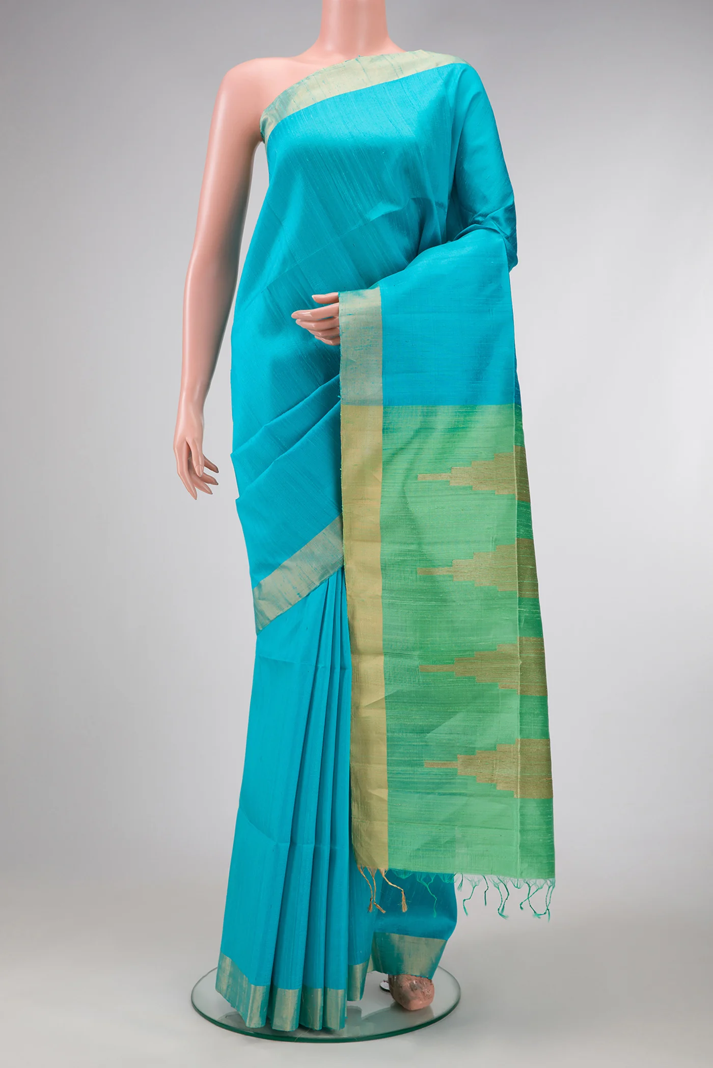 Sky Blue Raw Silk Saree
