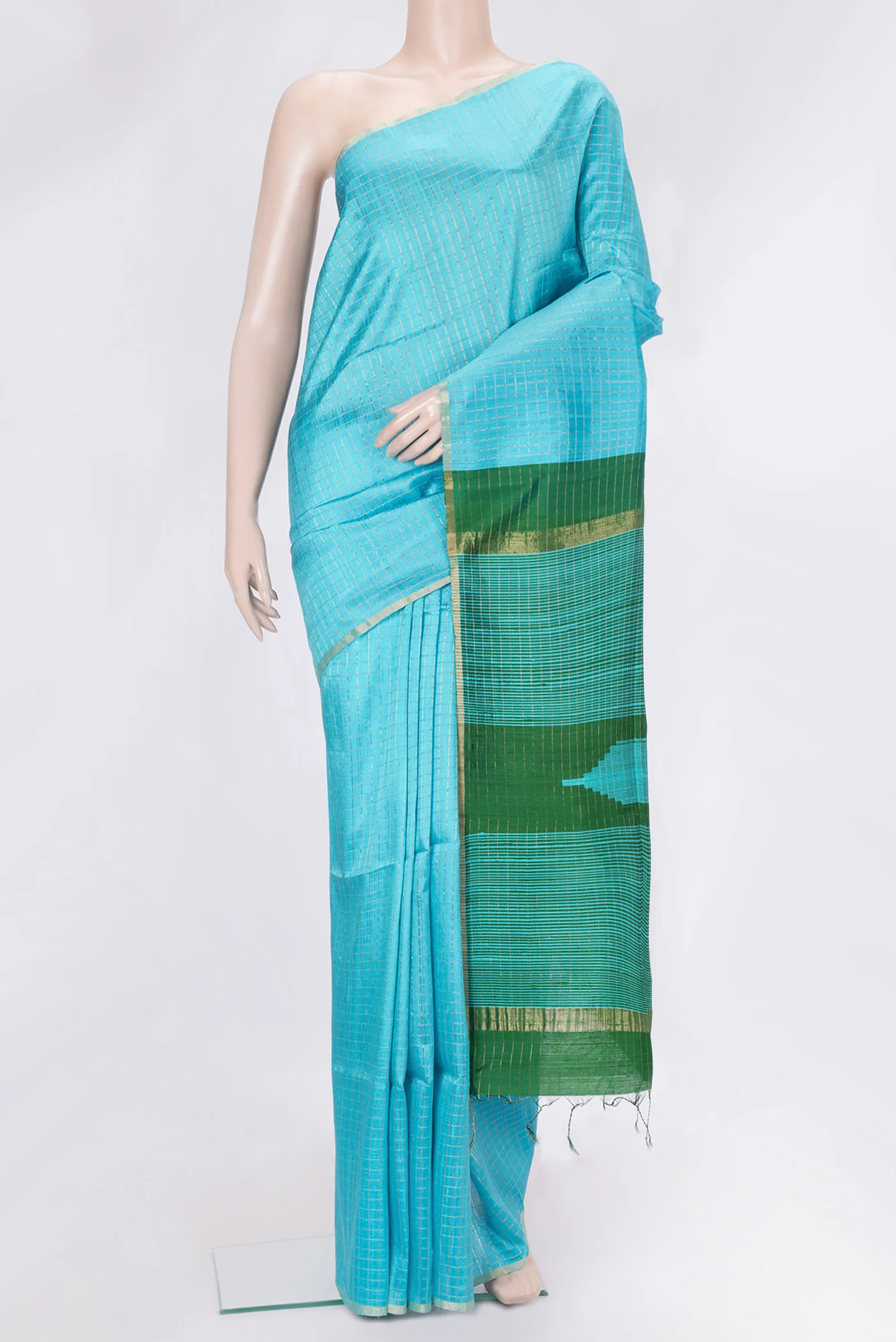 Sky Blue Raw Silk Saree