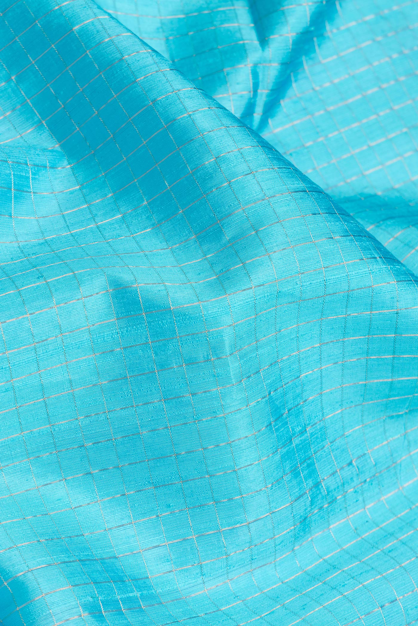 Sky Blue Raw Silk Saree - Image 2