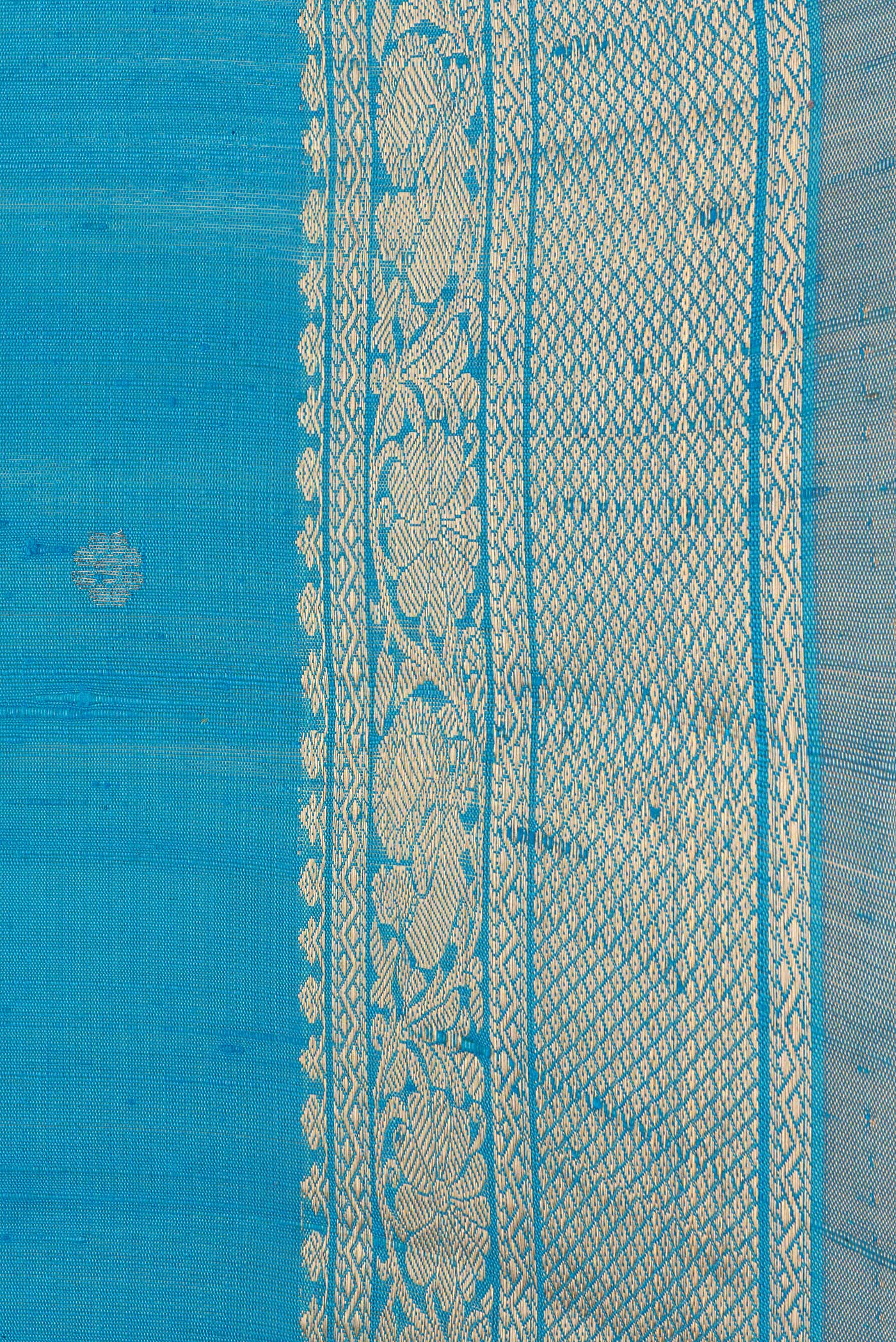Sky Blue Raw Silk Saree - Image 3