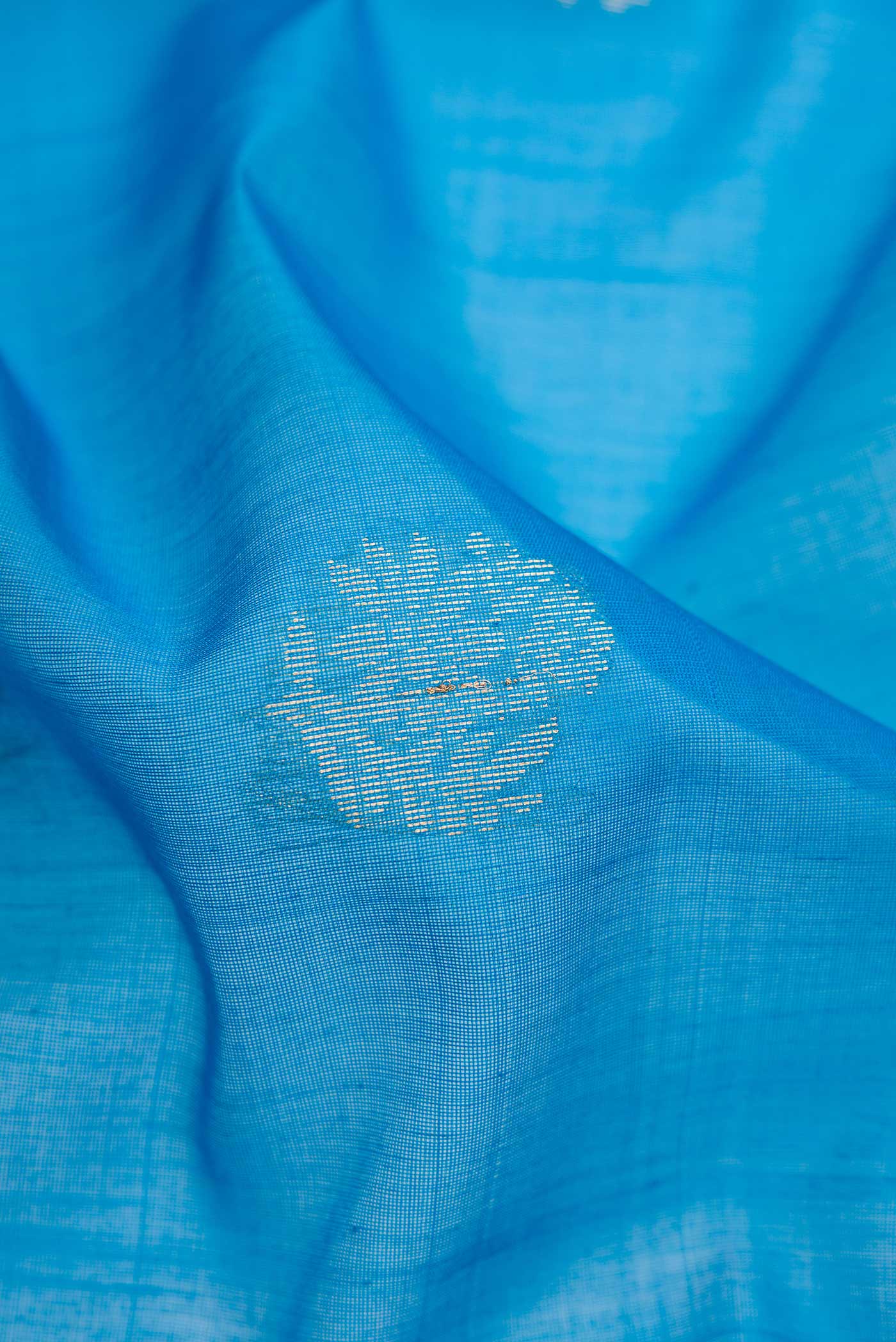 Sky Blue Silk Cotton Saree - Image 2