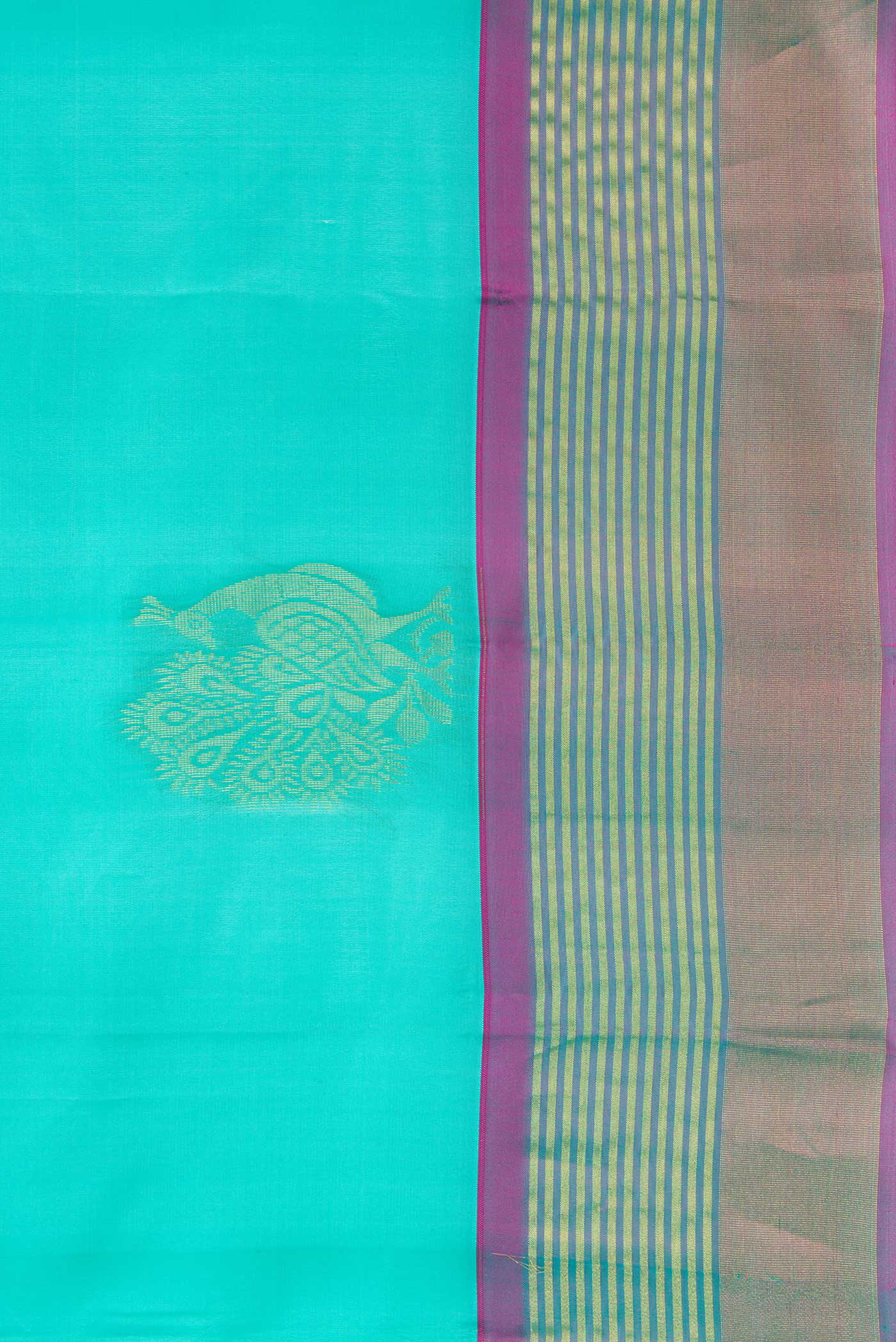 Turquoise Soft Silk Saree - Image 3
