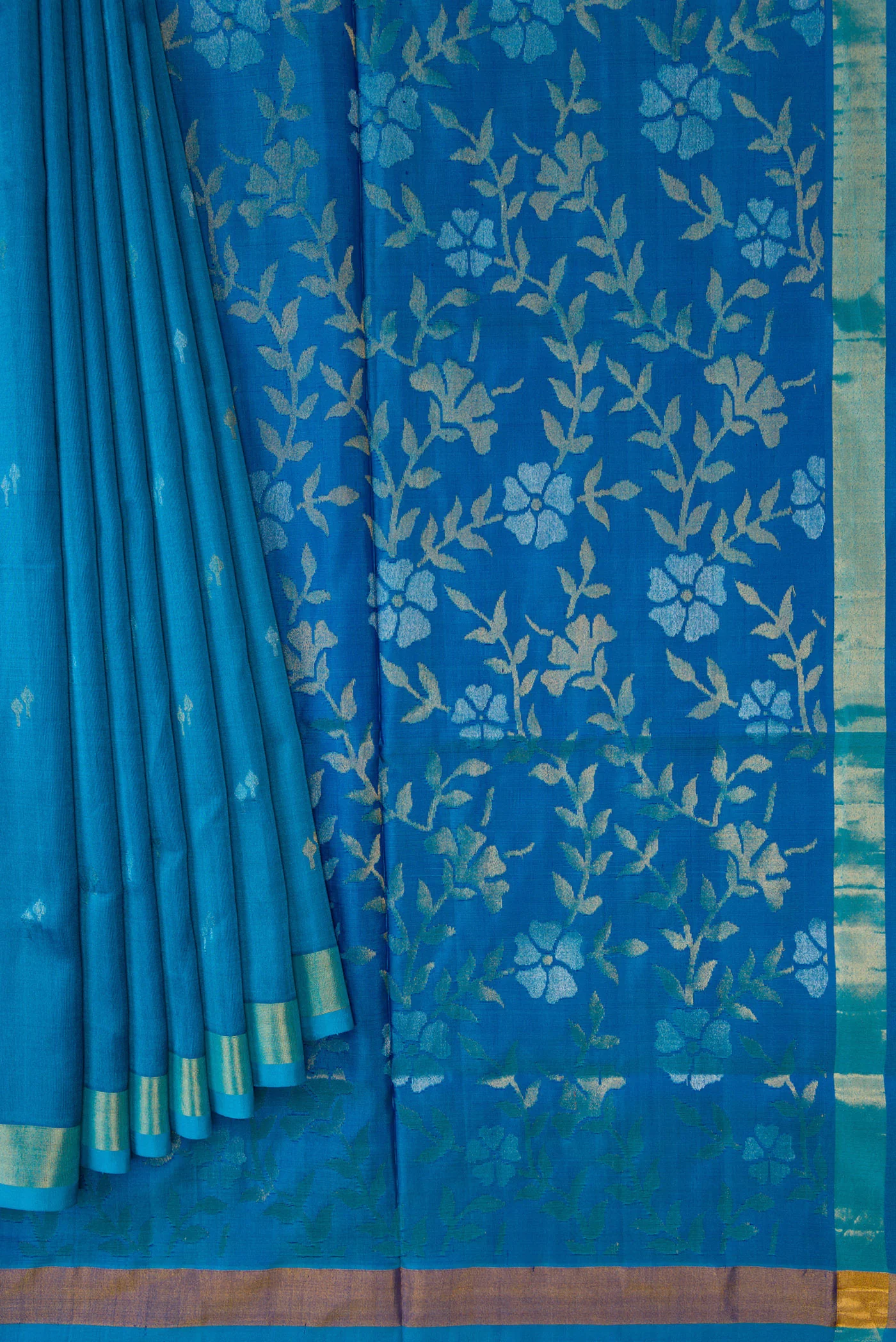 Sky Blue Uppada Silk Saree - Image 4