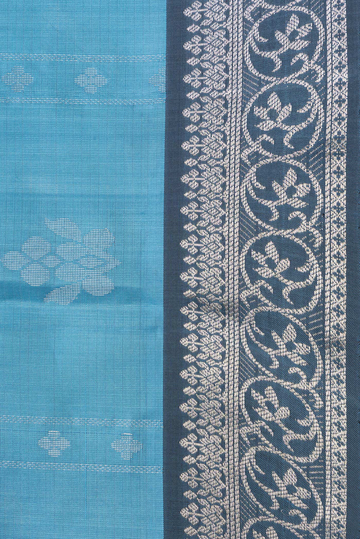 Sky Blue Soft Silk Saree - Image 3