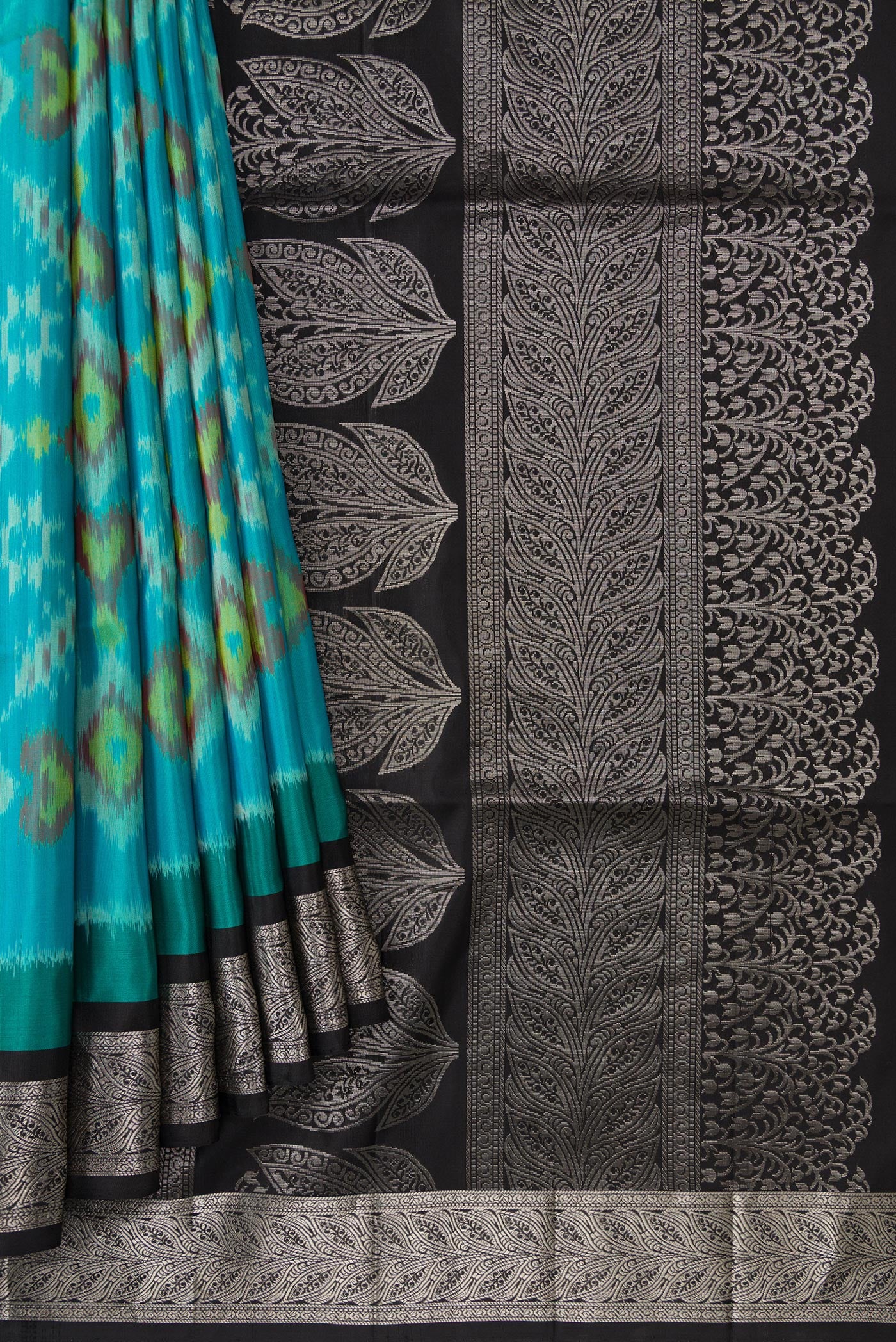 Sky Blue Dual Tone Soft Silk Saree - Image 4