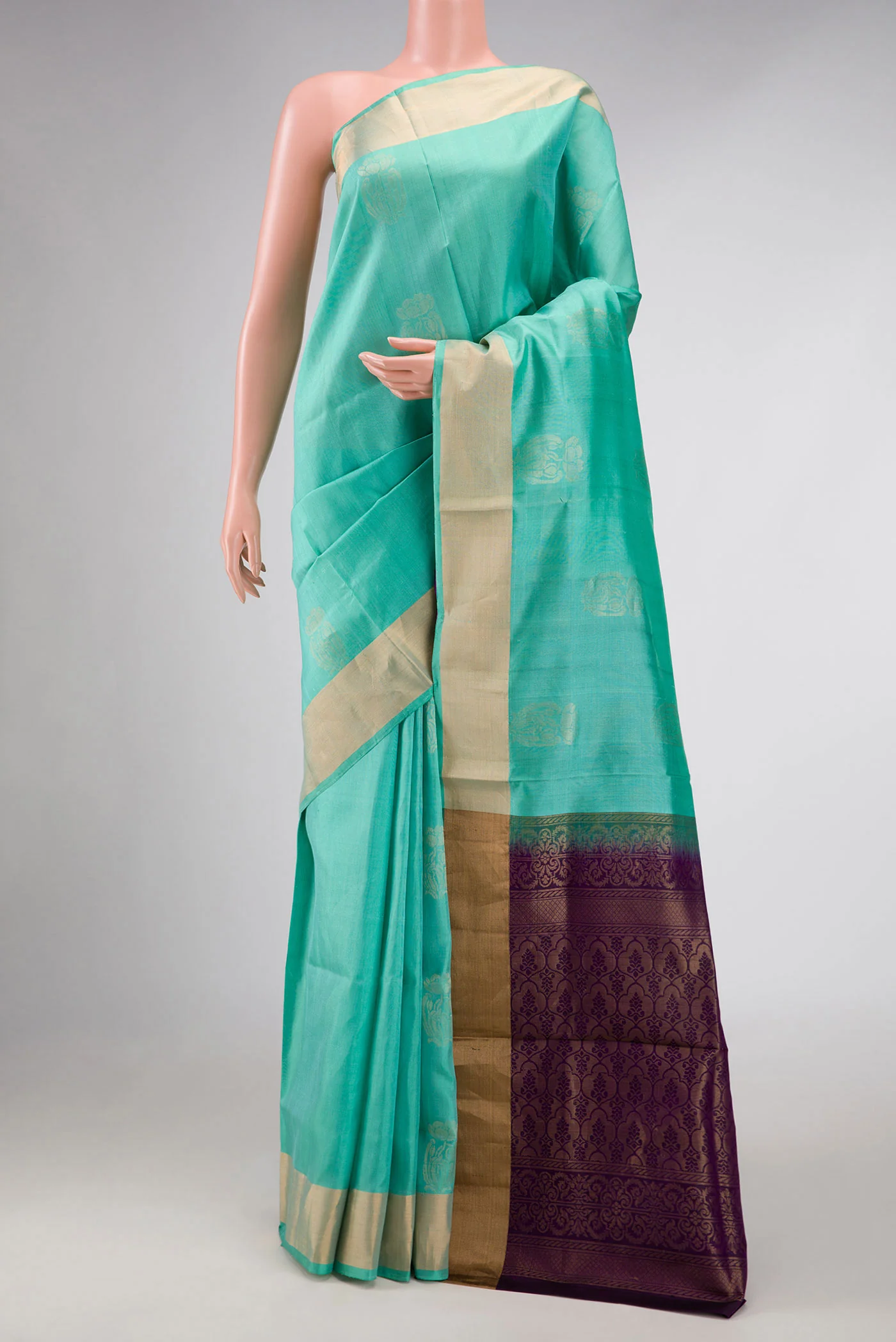 Sky Blue Dual Tone Soft Silk Saree
