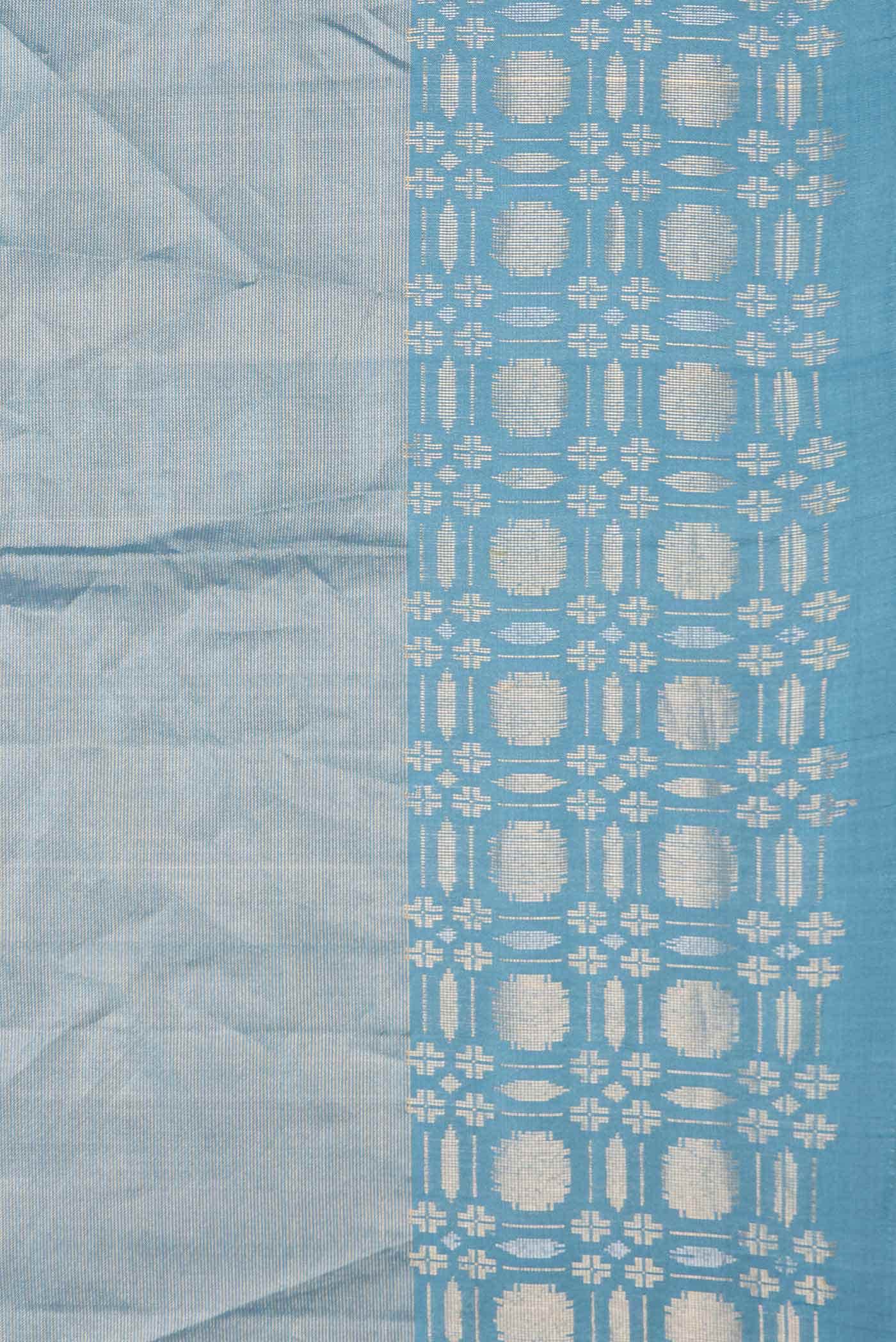 Sky Blue Dual Tone Soft Silk Saree - Image 5