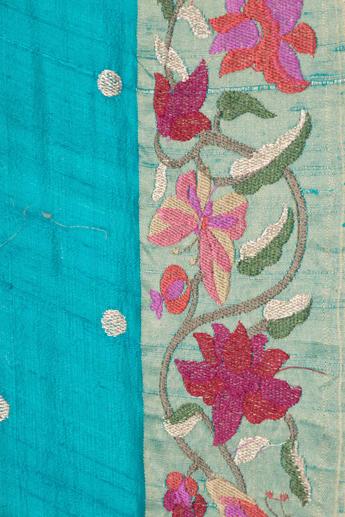 Sky Blue Dual Tone Tussar Saree - Image 3