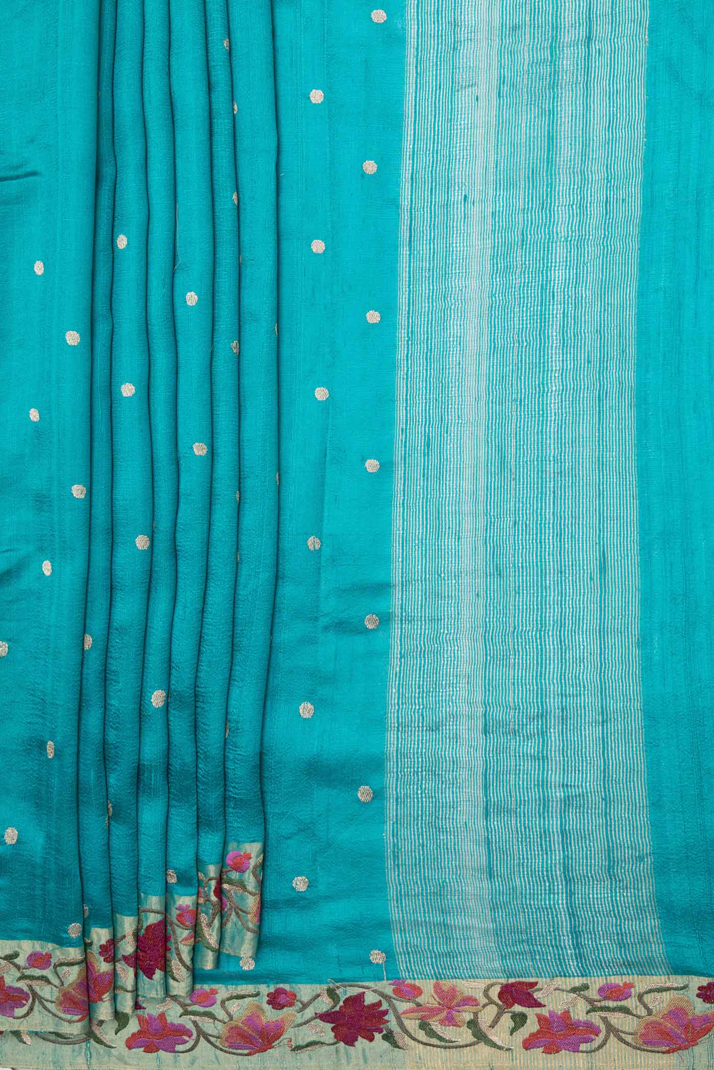 Sky Blue Dual Tone Tussar Saree - Image 4