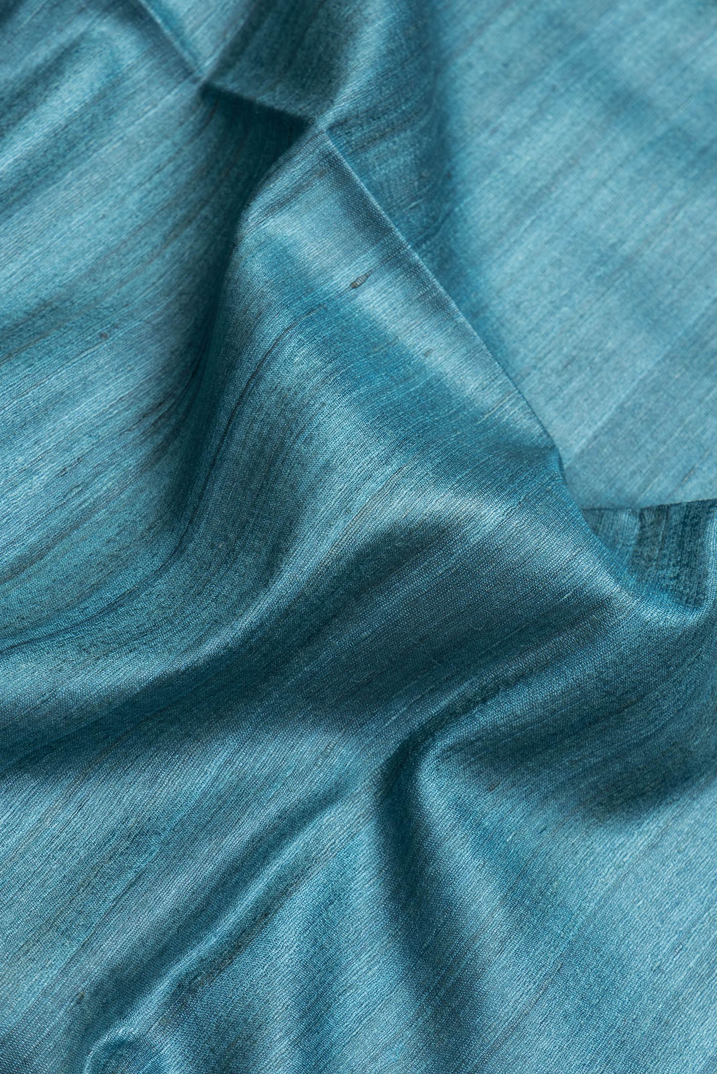 Sky Blue Tussar Silk Saree - Image 2