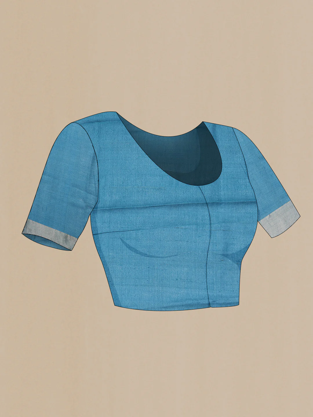 Sky Blue Dual Tone Tussar Silk Saree - Image 5