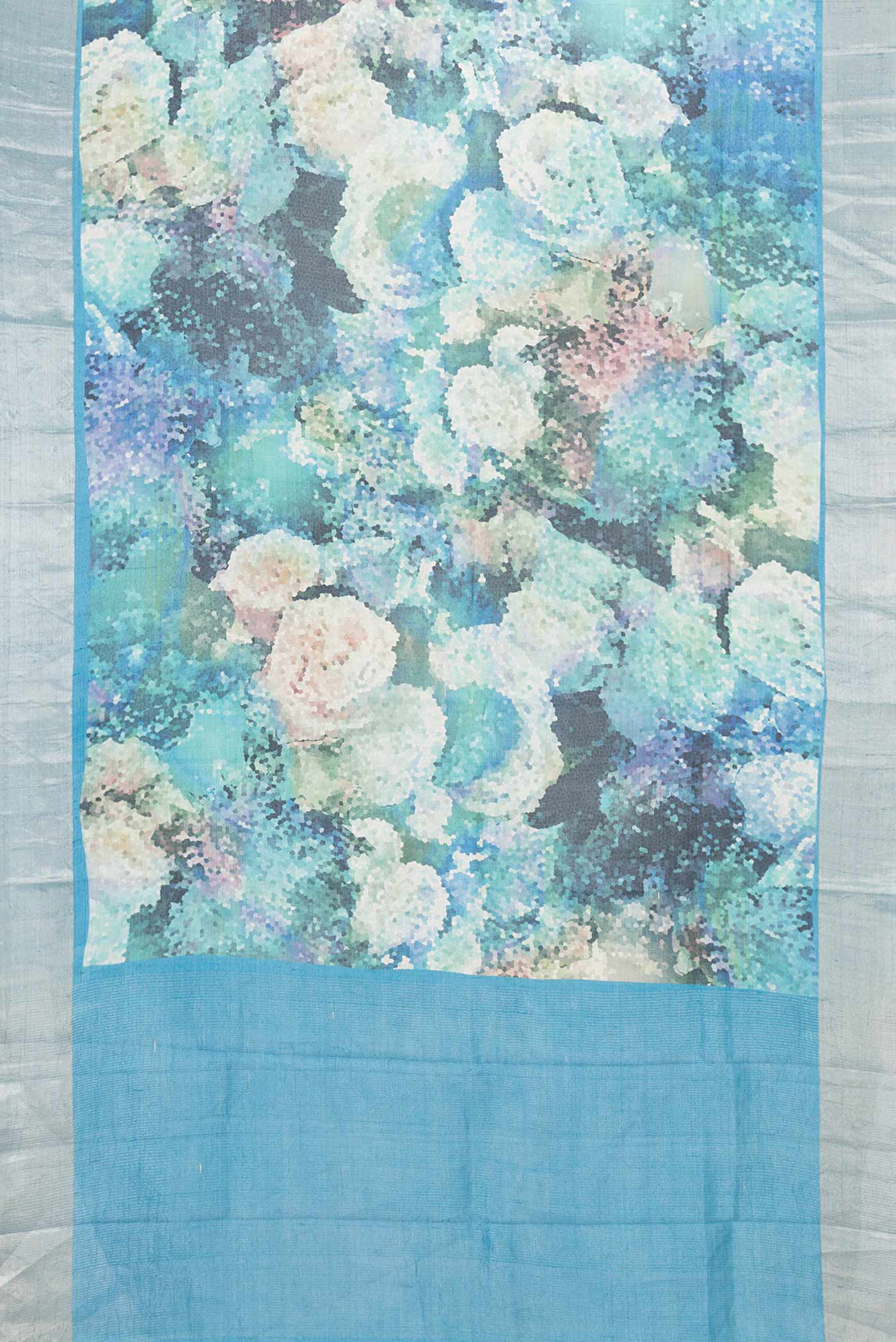 Sky Blue Dual Tone Tussar Silk Saree - Image 6