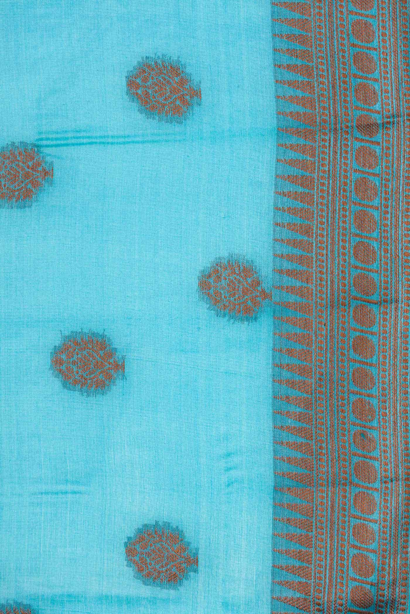 Sky Blue Dual Tone Tussar Silk Saree - Image 3