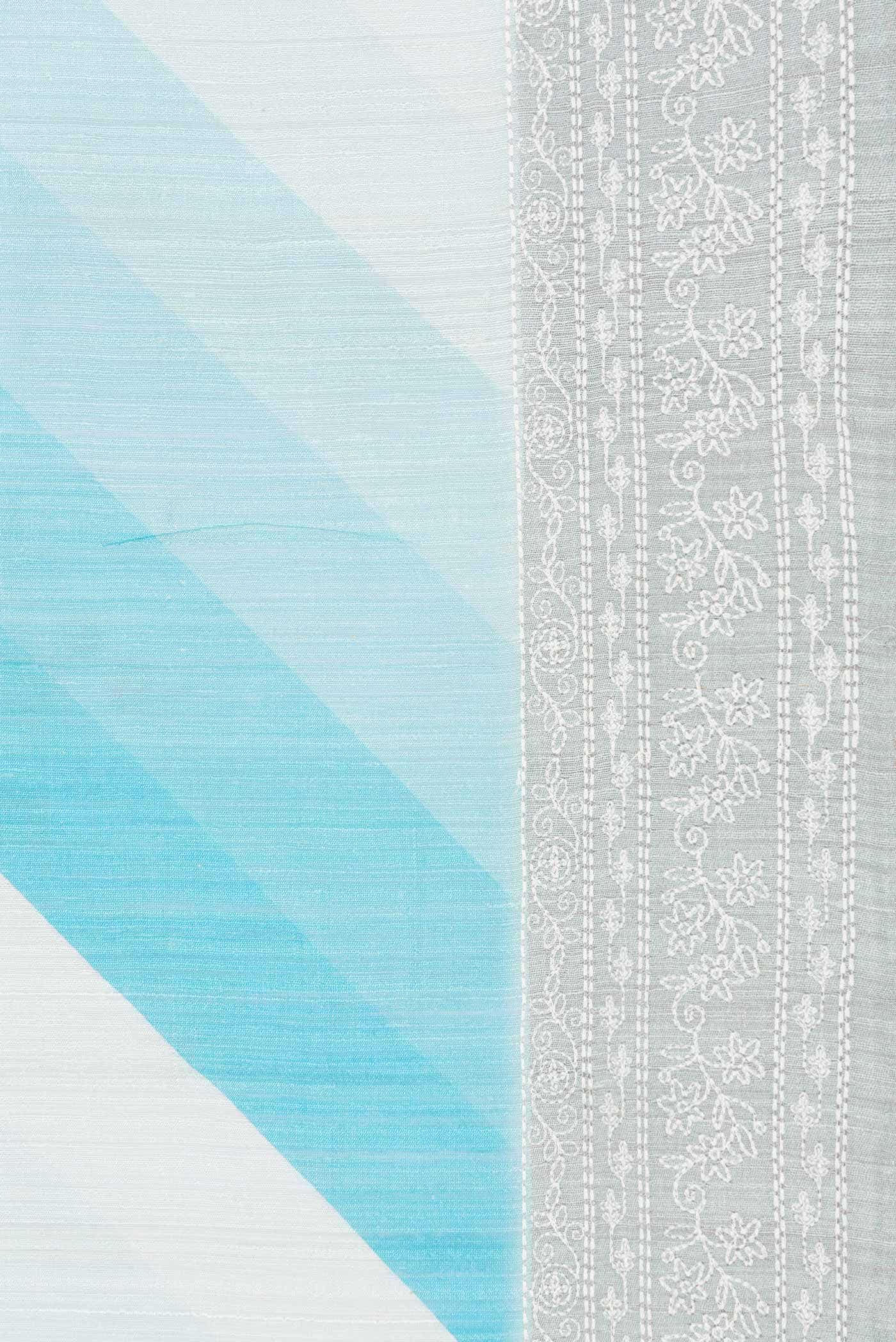 Sky Blue Dual Tone Tussar Silk Saree - Image 3