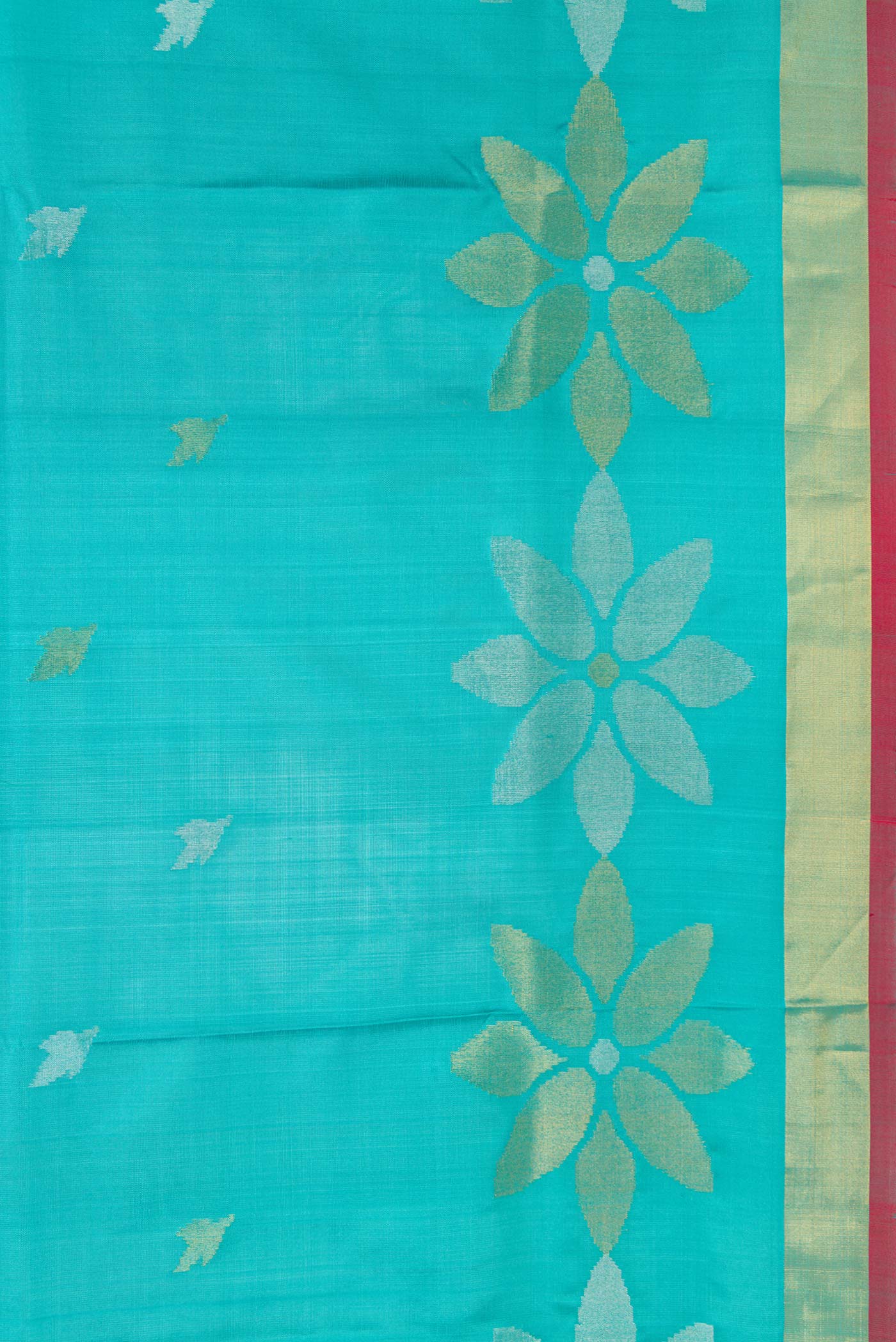 Sky Blue Dual Tone Uppada Silk Saree - Image 3