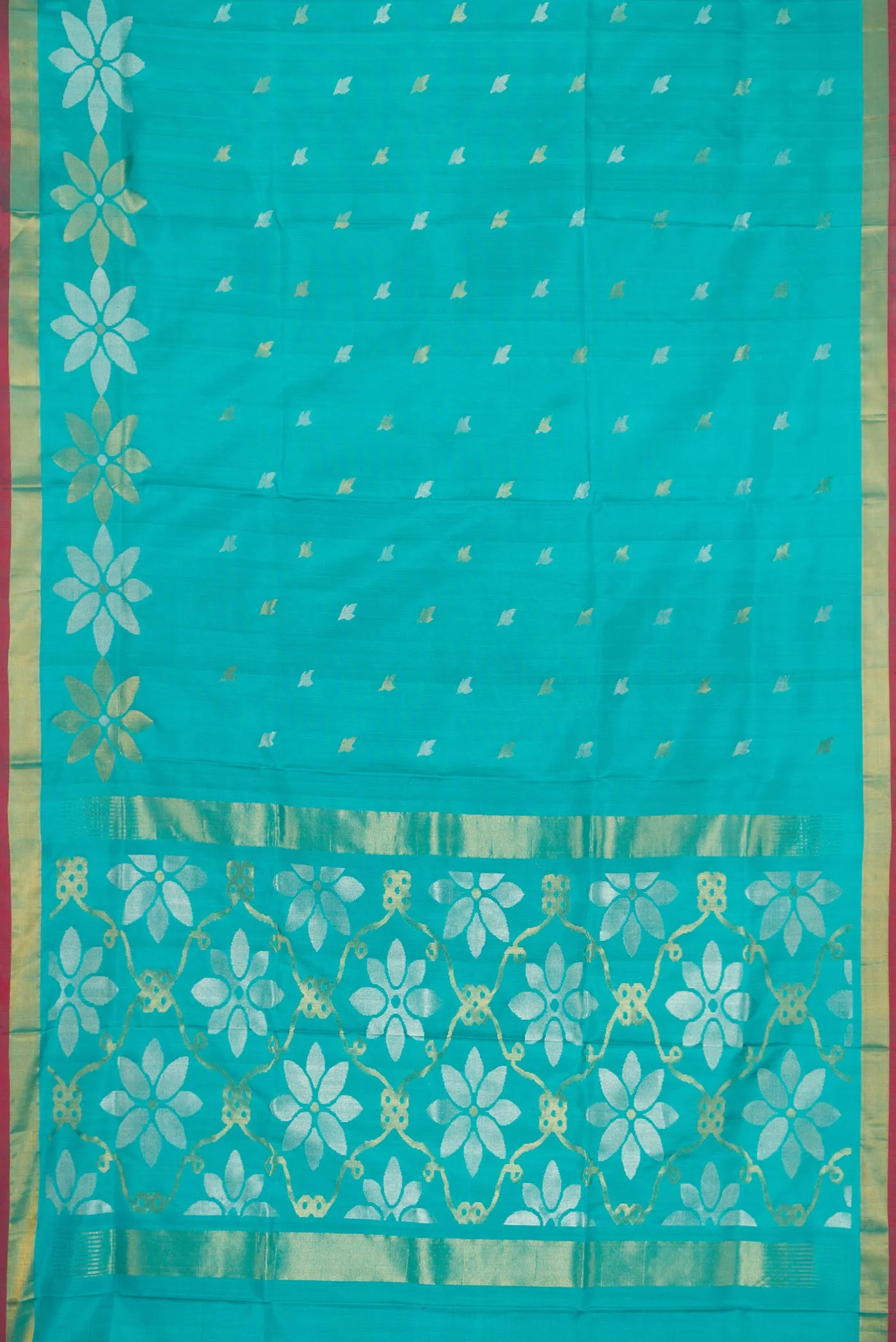 Sky Blue Dual Tone Uppada Silk Saree - Image 6