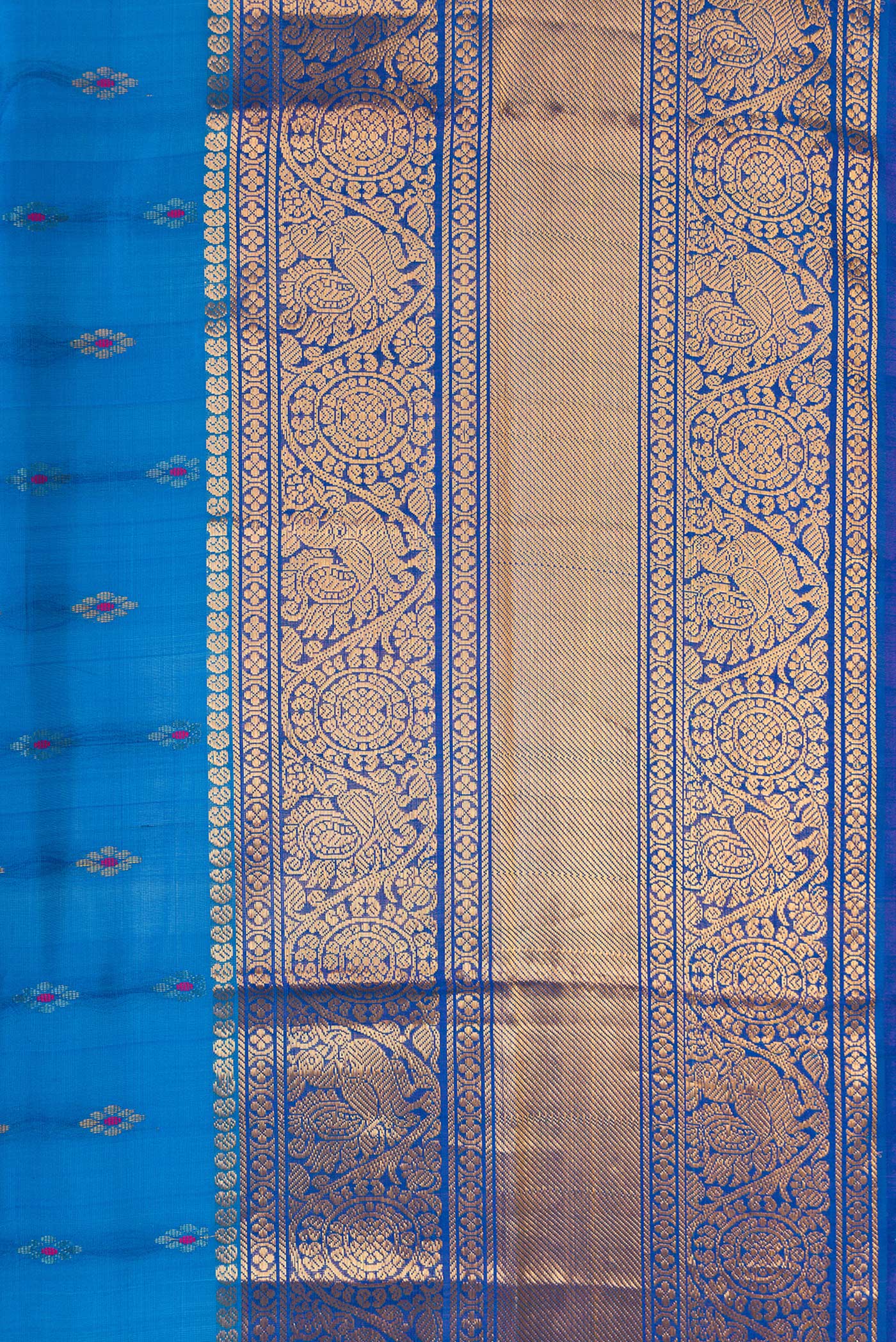 Sky Blue Dual Tone Uppada Silk Saree - Image 3