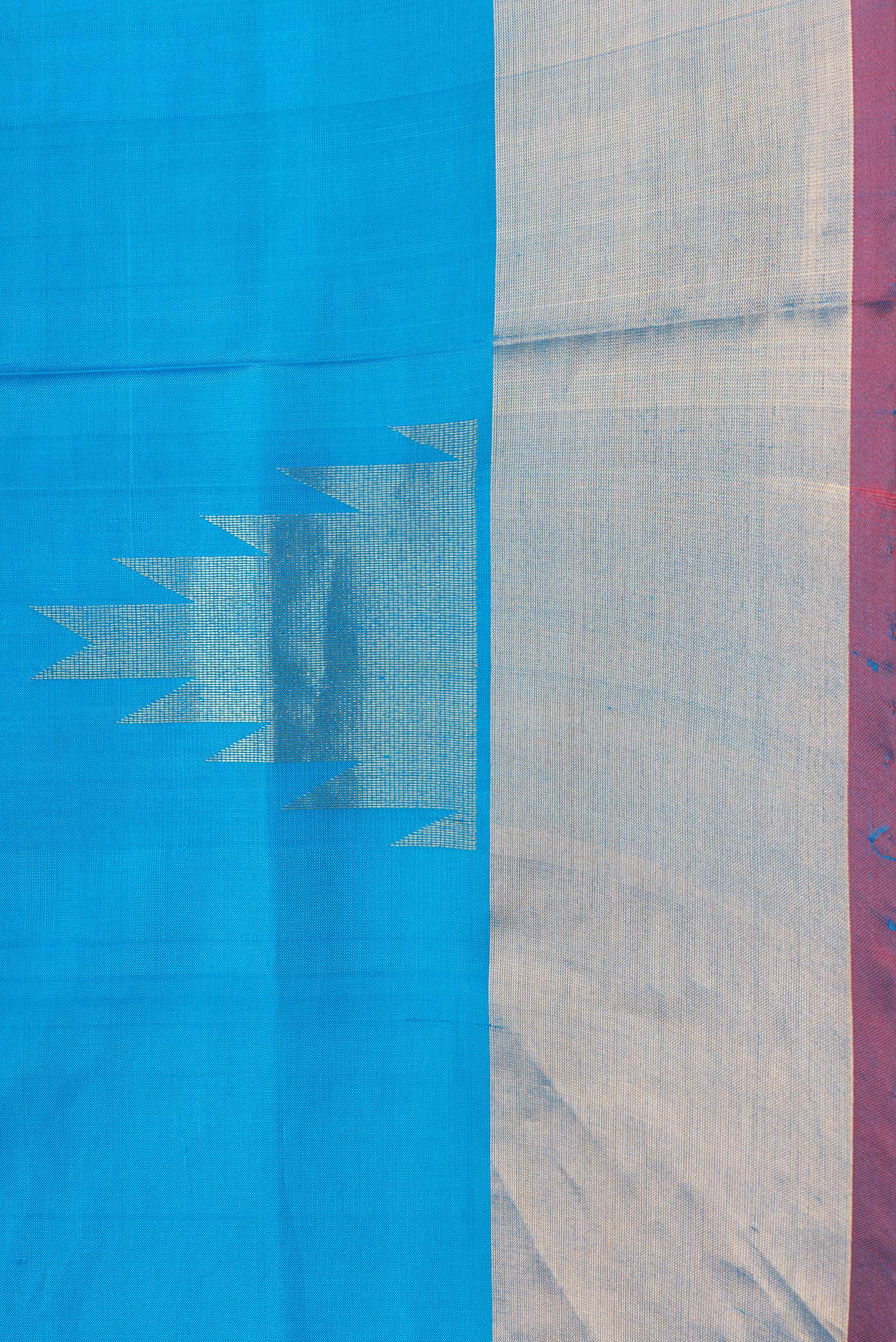 Sky Blue Uppada Silk Saree - Image 3