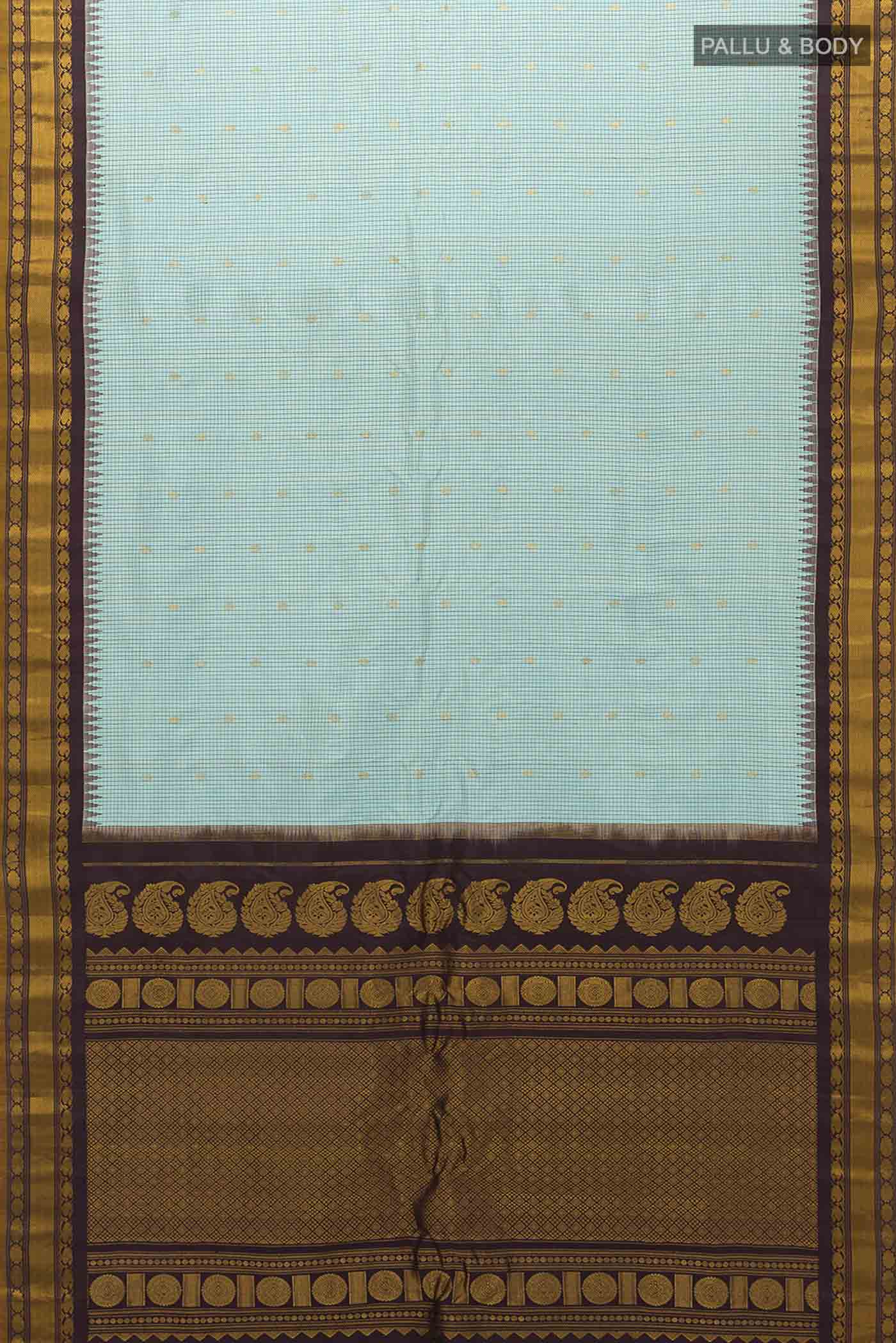 Sky Blue Gadwal Silk Saree - Image 5