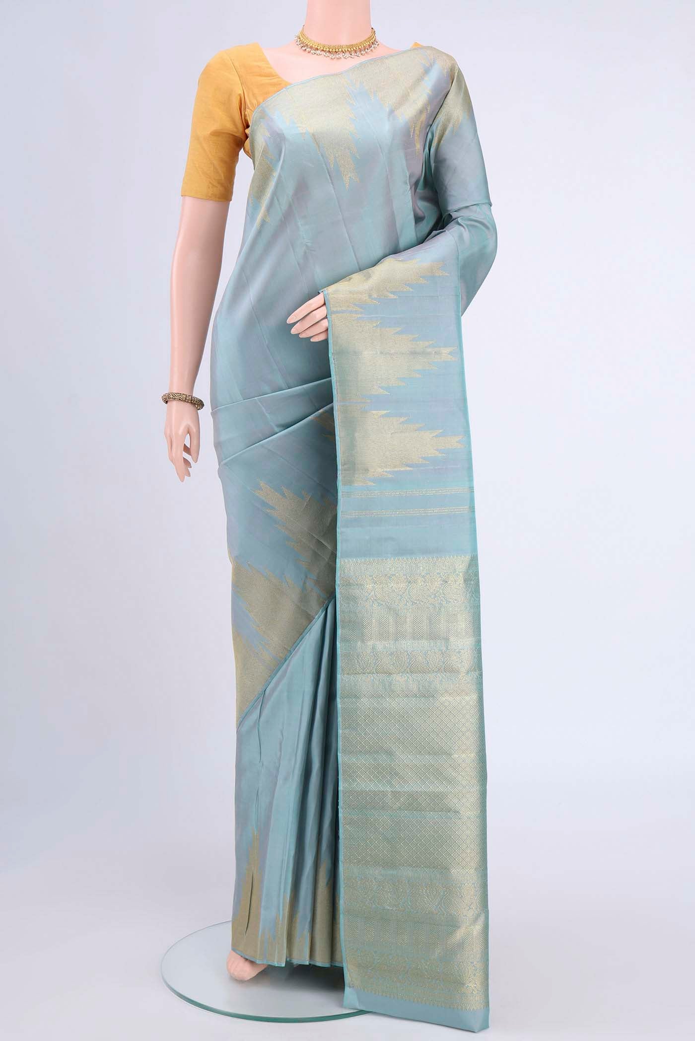Sky Blue Kanchipuram Saree