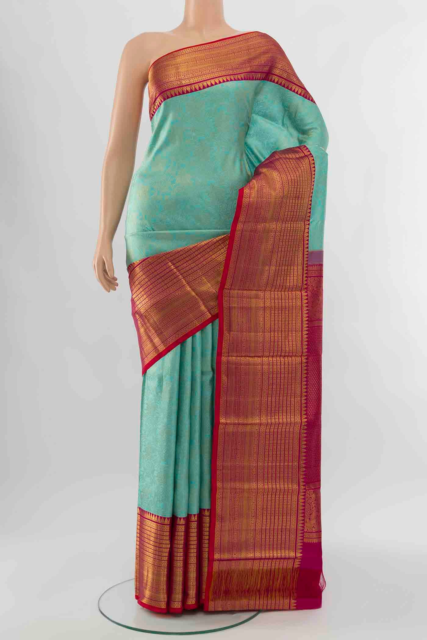 Sky Blue Kanchipuram Silk Saree