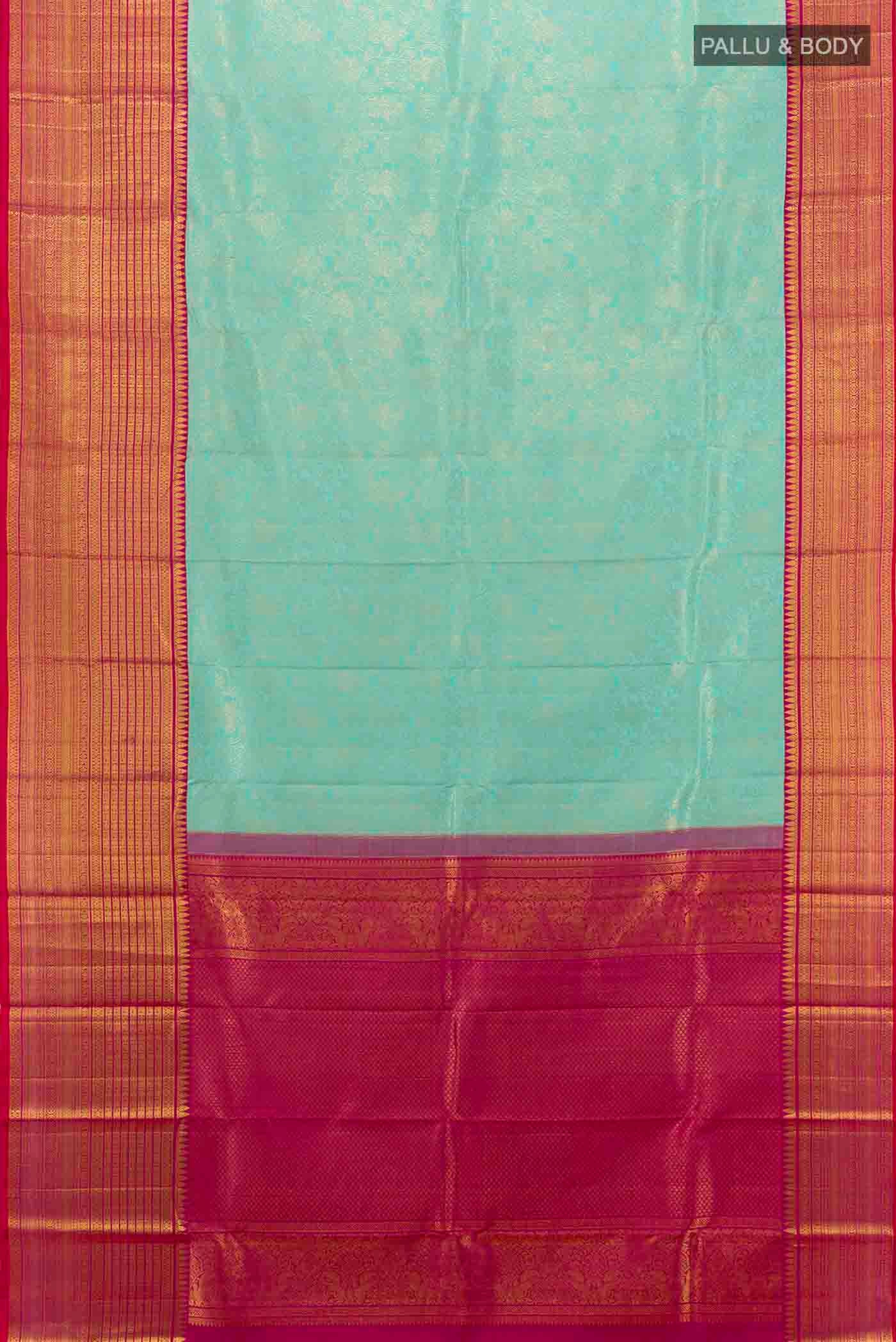 Sky Blue Kanchipuram Silk Saree - Image 5
