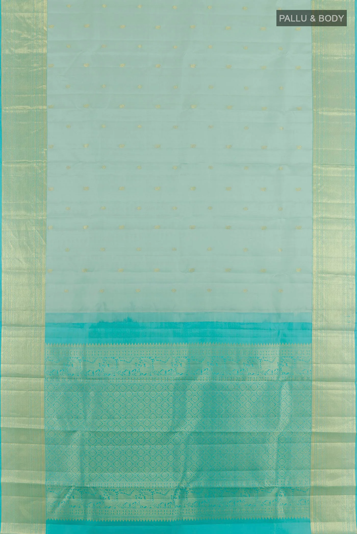 Light Blue Kanchipuram Silk Saree - Image 3