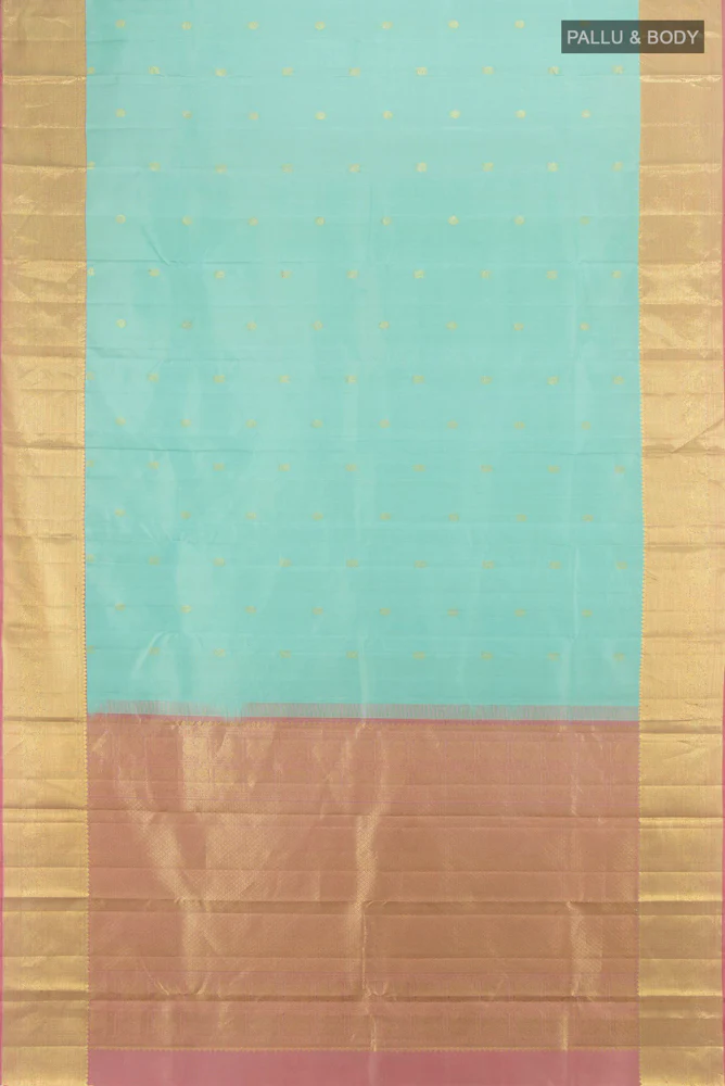 Sky Blue Kanchipuram Silk Saree - Image 5