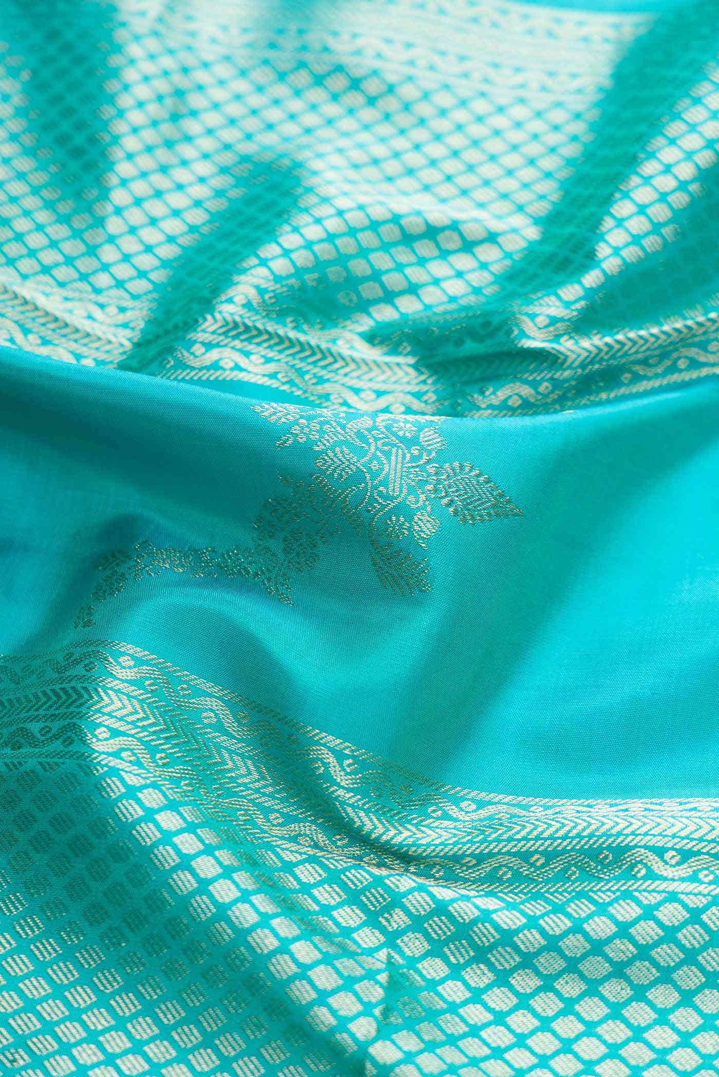 Sky Blue Kanchipuram Silk Saree - Image 3