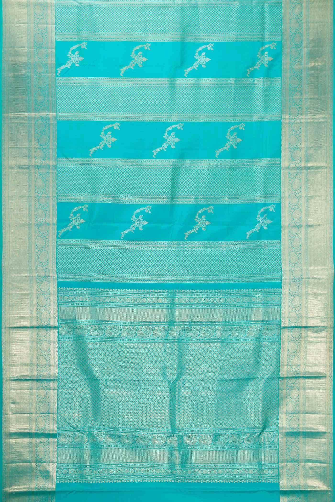 Sky Blue Kanchipuram Silk Saree - Image 4