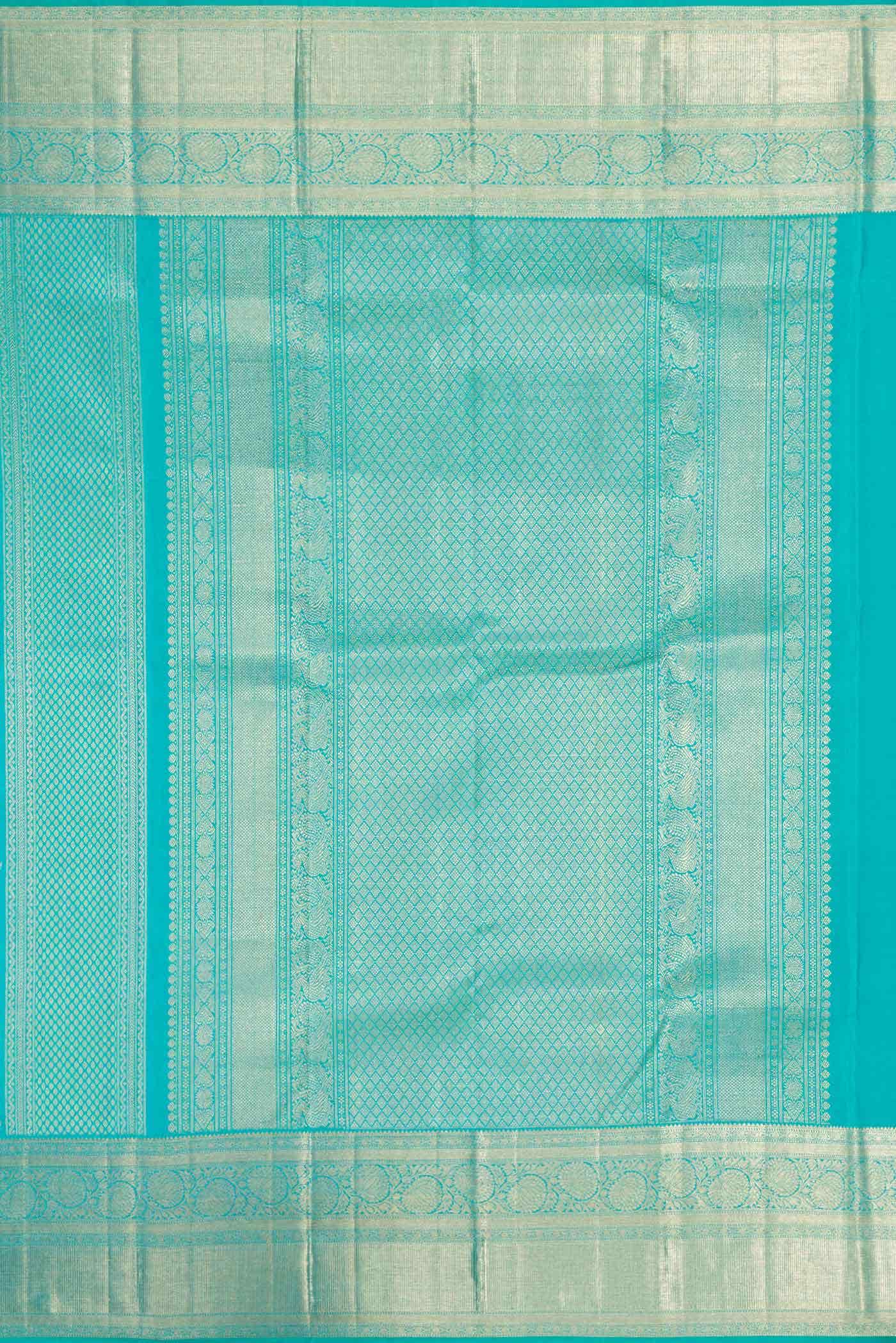 Sky Blue Kanchipuram Silk Saree - Image 5