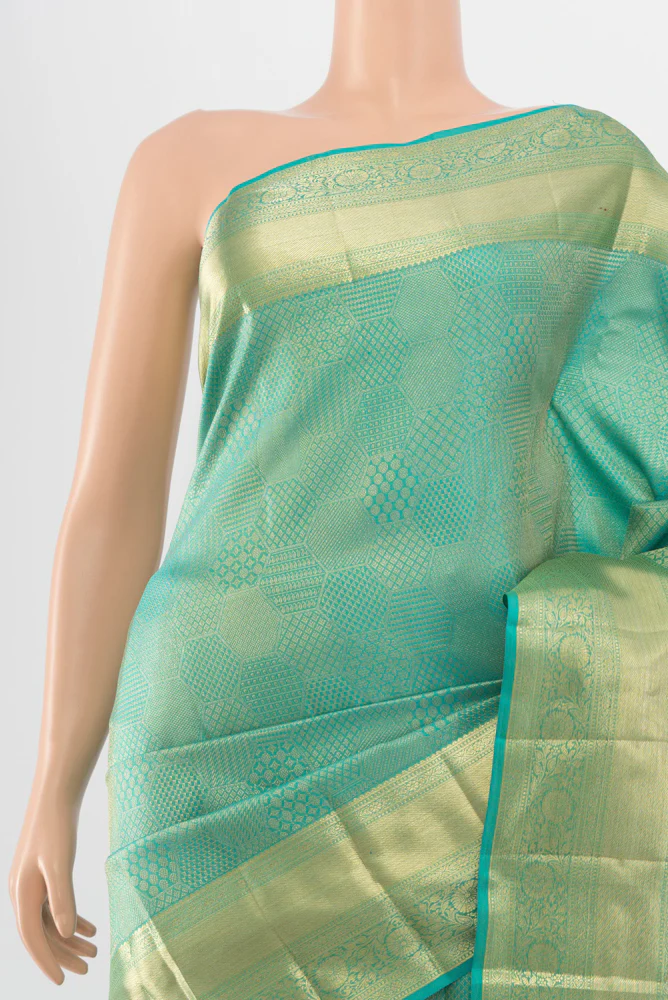 Sky Blue Kanjivaram Silk Saree - Image 2