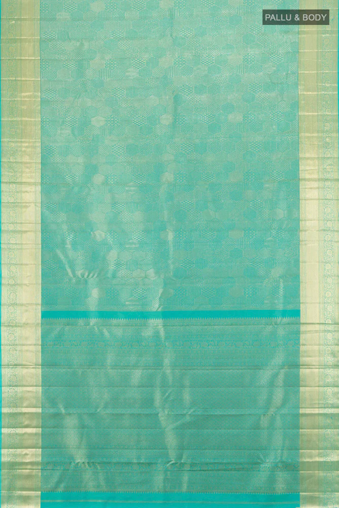 Sky Blue Kanjivaram Silk Saree - Image 5