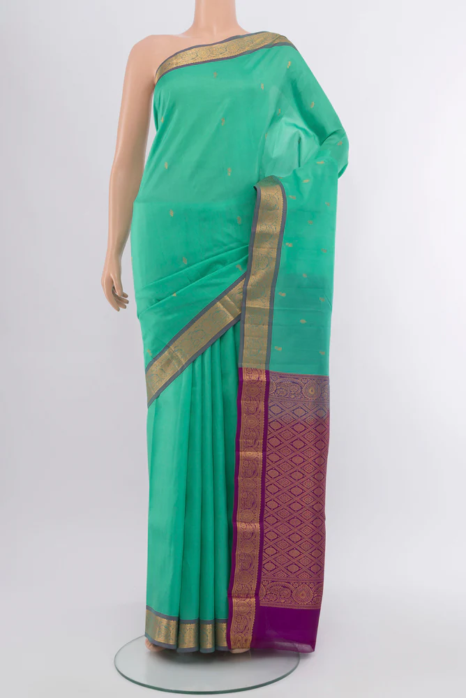 Turquoise Kanjivaram Silk Saree