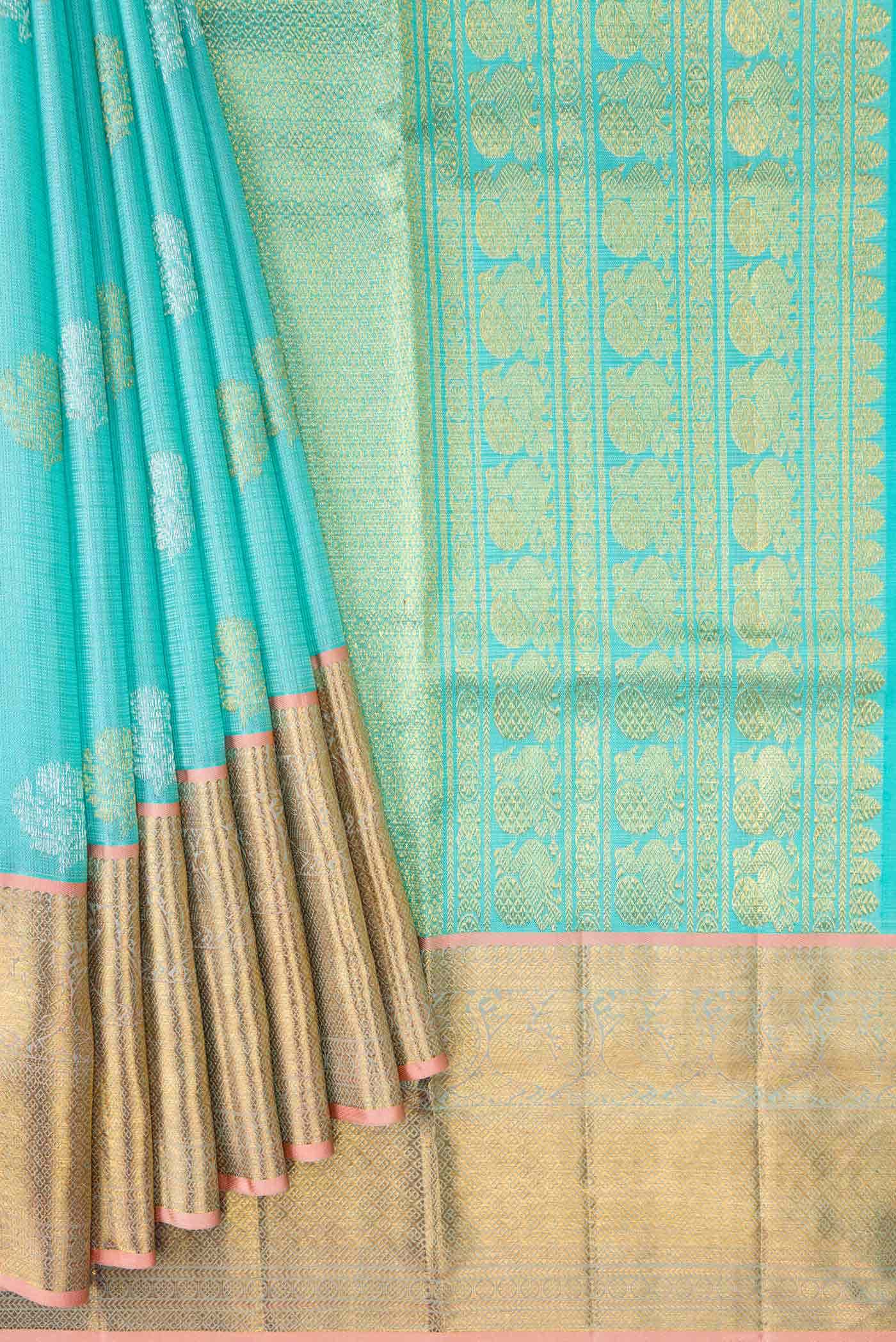 Sky Blue Kota Silk Saree - Image 2