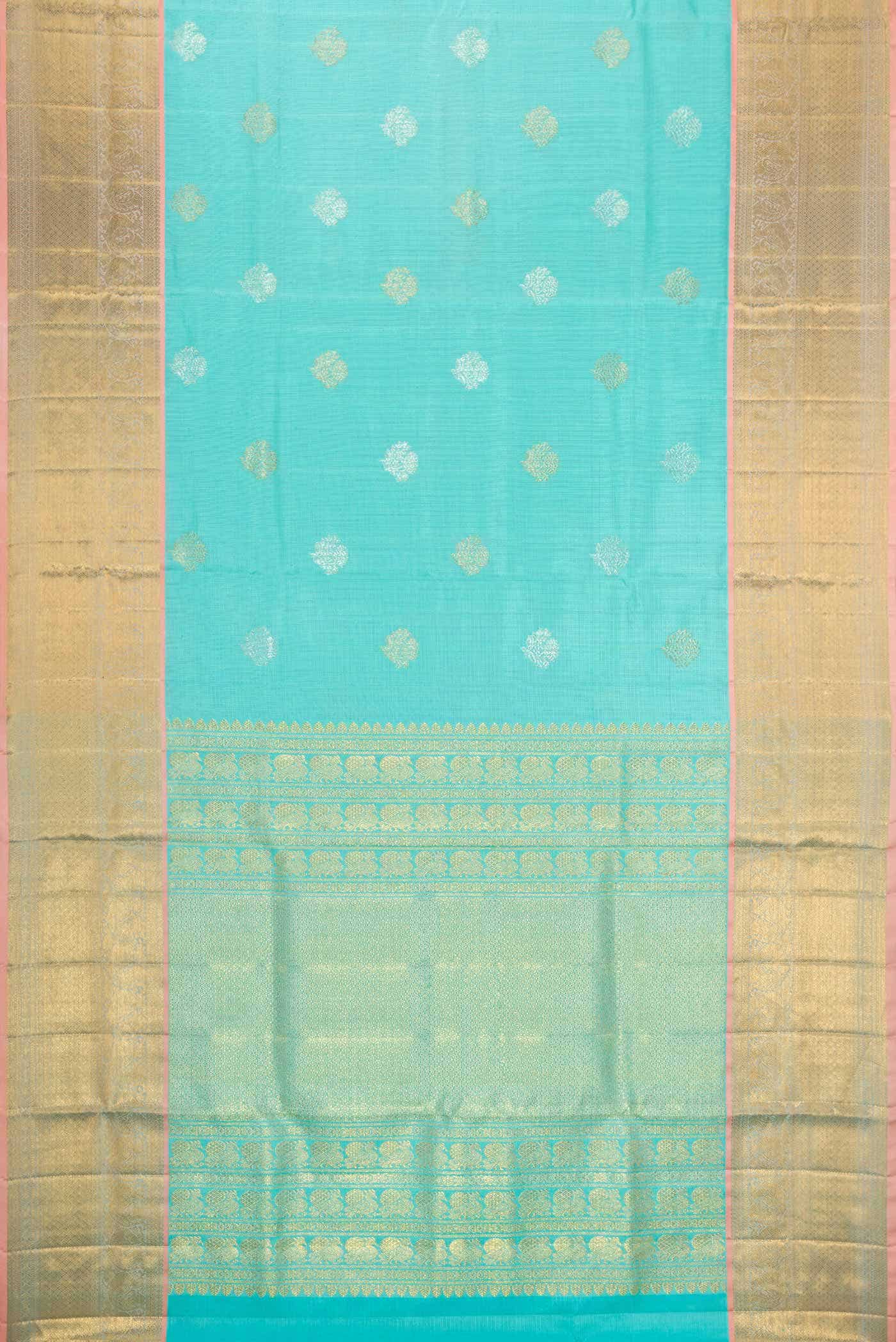 Sky Blue Kota Silk Saree - Image 4