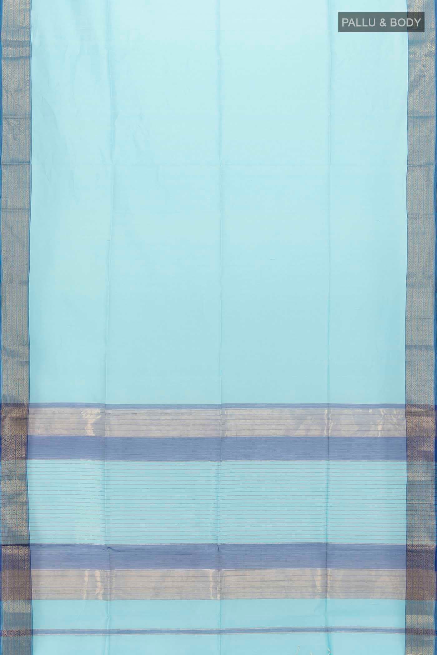 Sky Blue Maheshwari Silk Cotton Saree - Image 5