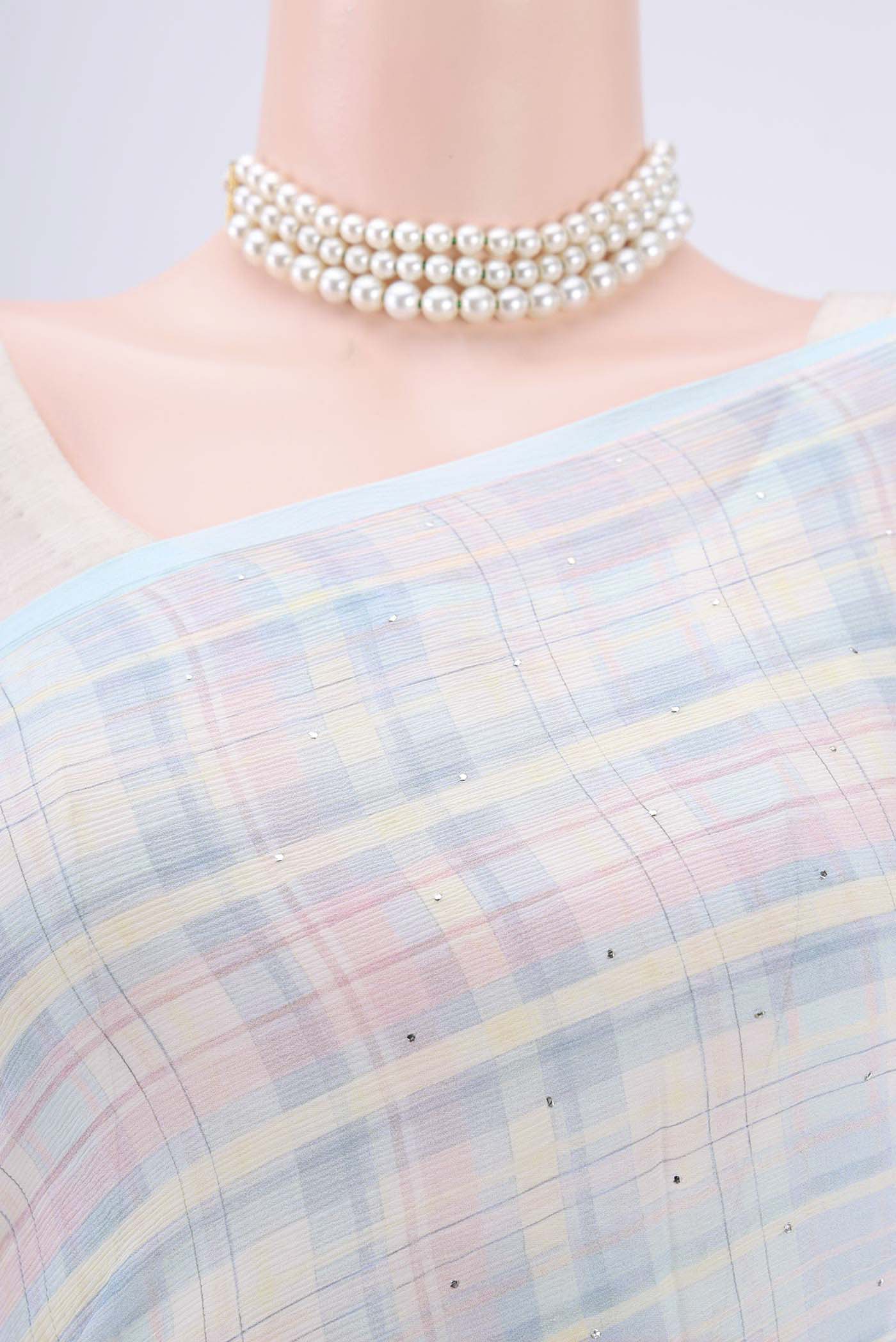 Light Blue Mysore Chiffon Saree - Image 2