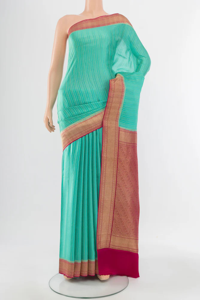 Light Blue Mysore Crepe Saree