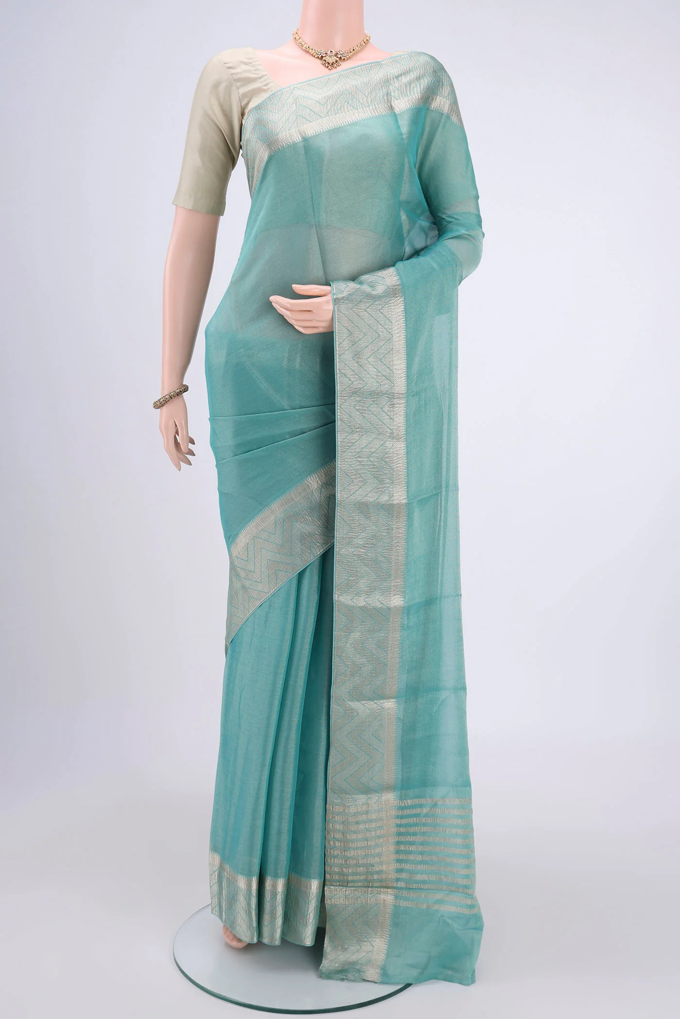 Light Blue Mysore Georgette Saree