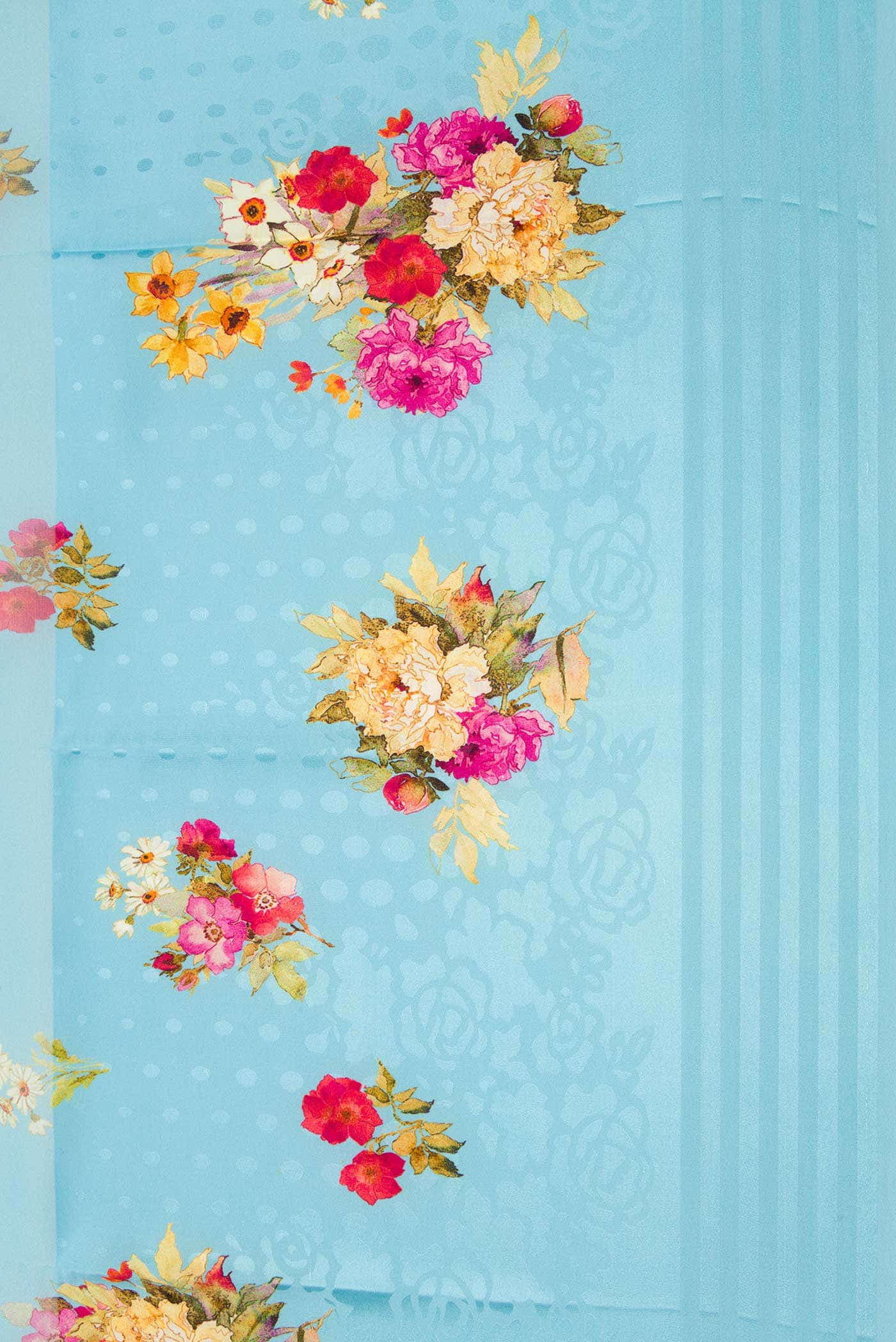 Sky Blue Mysore Georgette Saree - Image 3