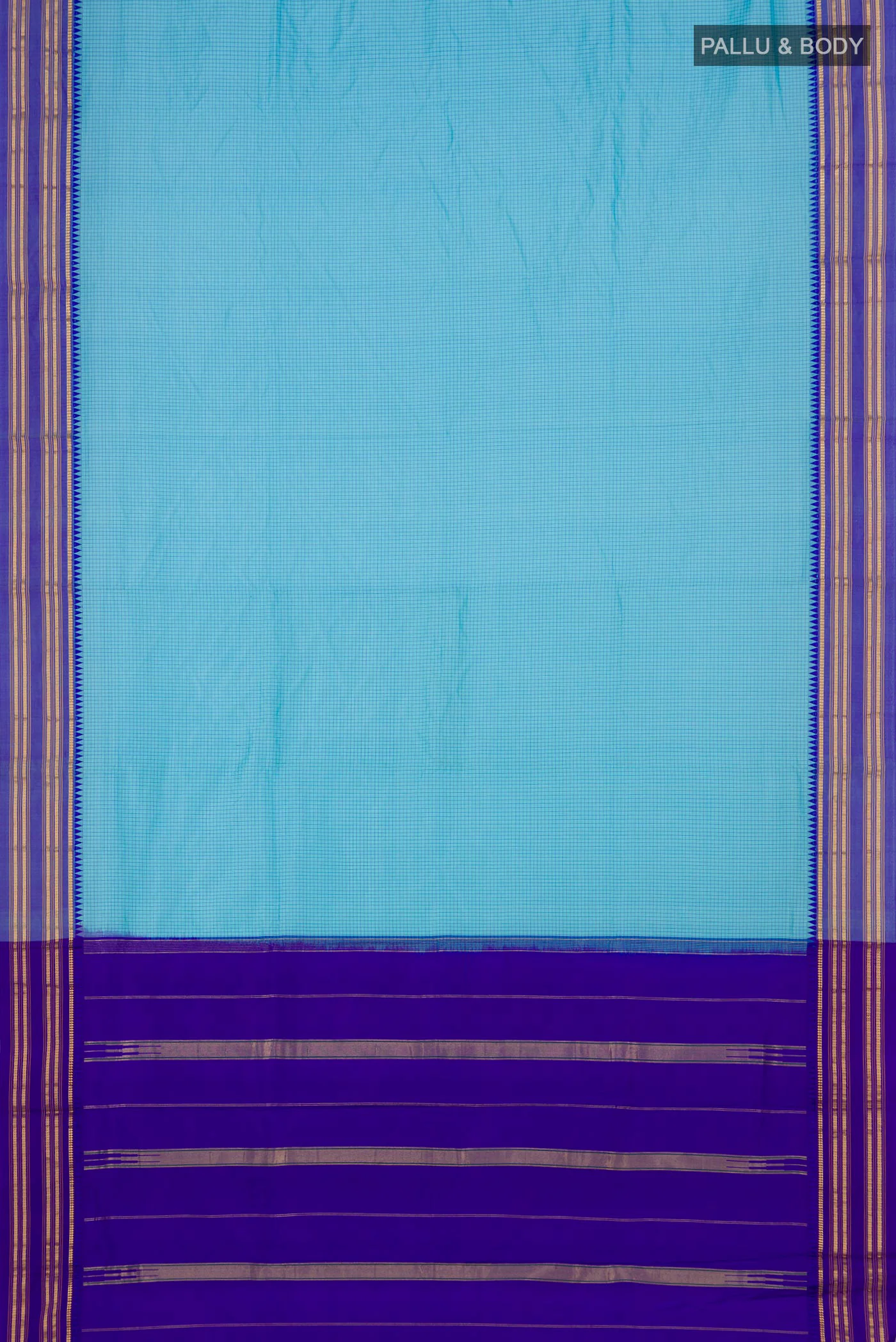 Sky Blue Narayanpet Silk Saree - Image 5