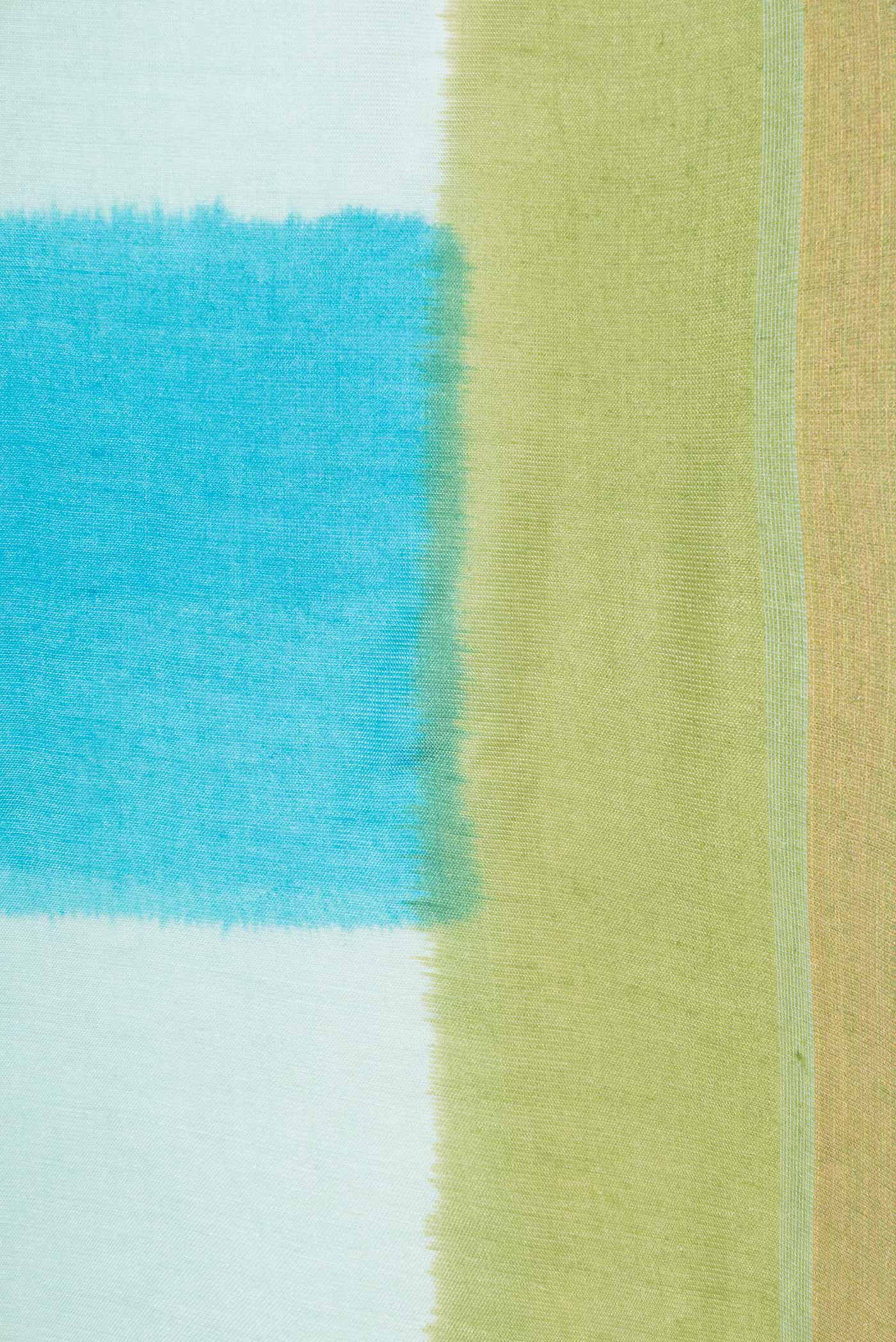 Sky Blue, Pink and Green Color Tussar Silk Saree - Image 3