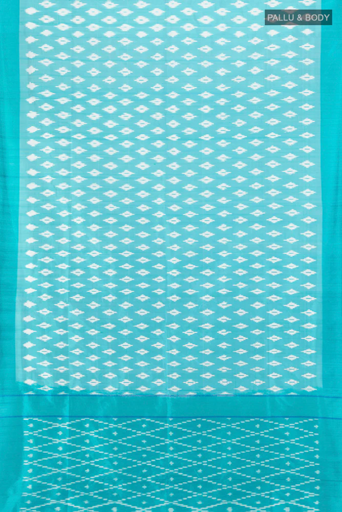 Sky Blue Pochampally Silk Saree - Image 4