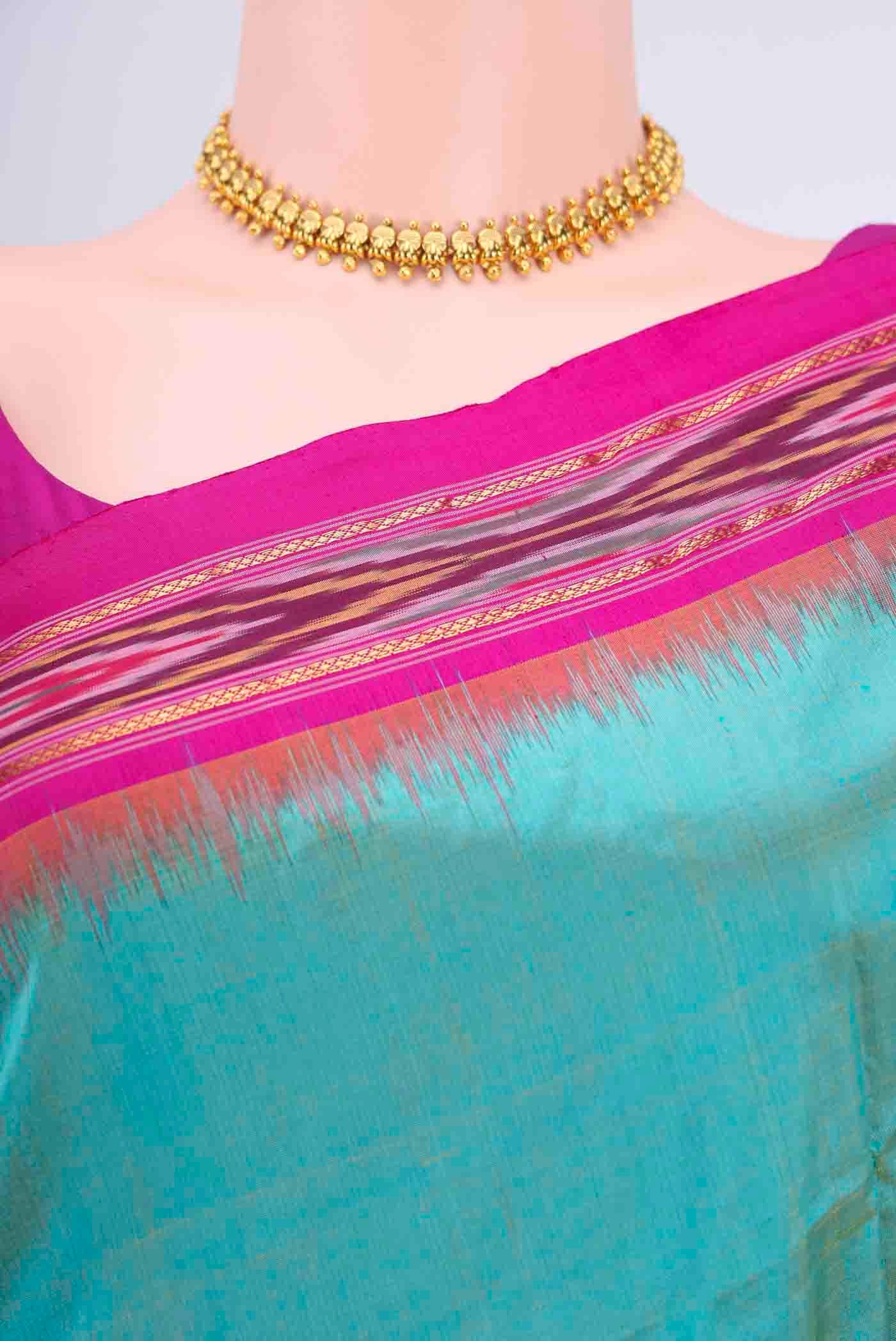 Sky Blue Pochampally Saree - Image 2