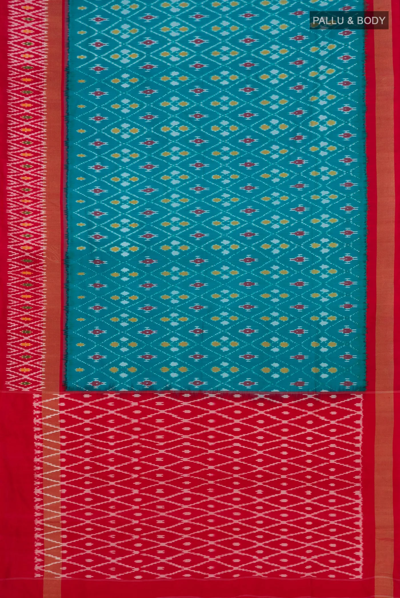 Sky Blue Pochampally Silk Saree - Image 5