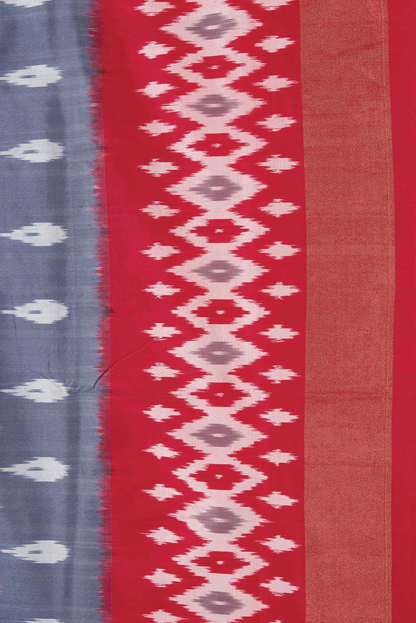 Grey Pochampally Silk Saree - Image 3