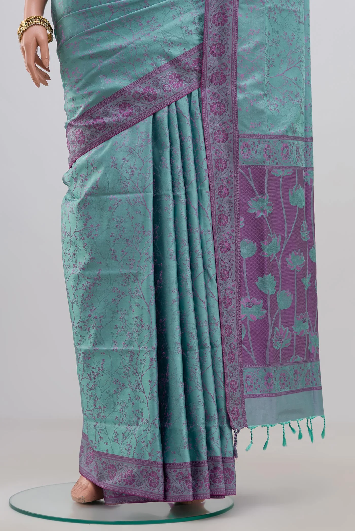 Sky Blue Soft Silk Saree - Image 3