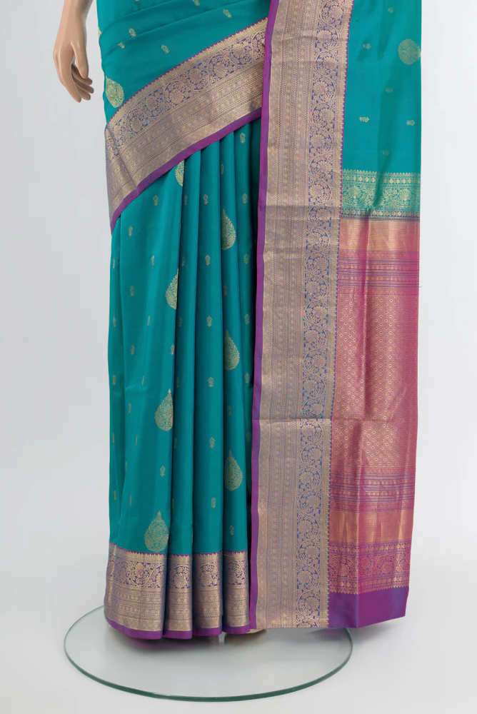 Sky Blue Soft Silk Saree - Image 3
